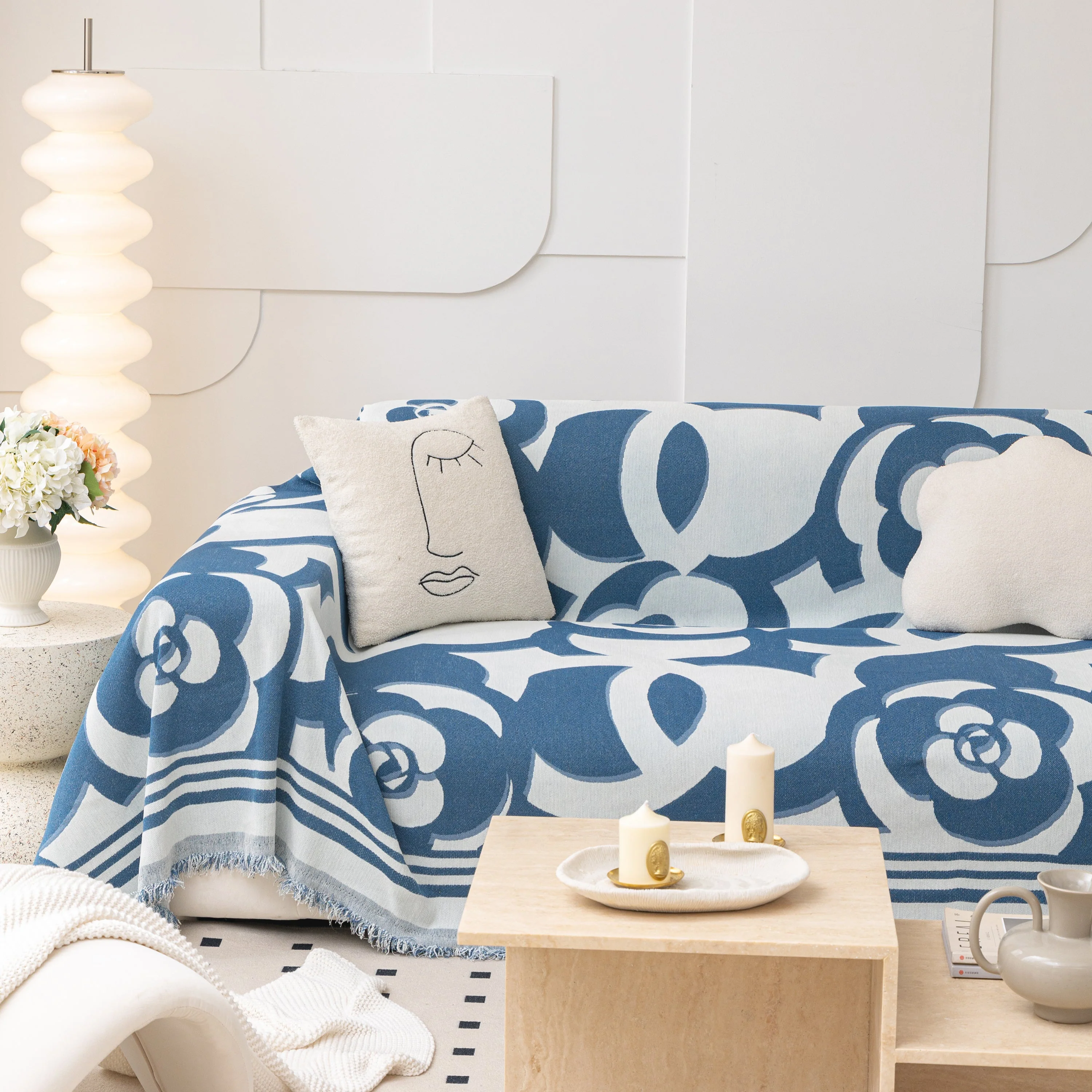 Chenille Sofa Cover Blanket, Couch Cover Blanket Throws for Couches Living Room Furniture Throw Covers - Image 129