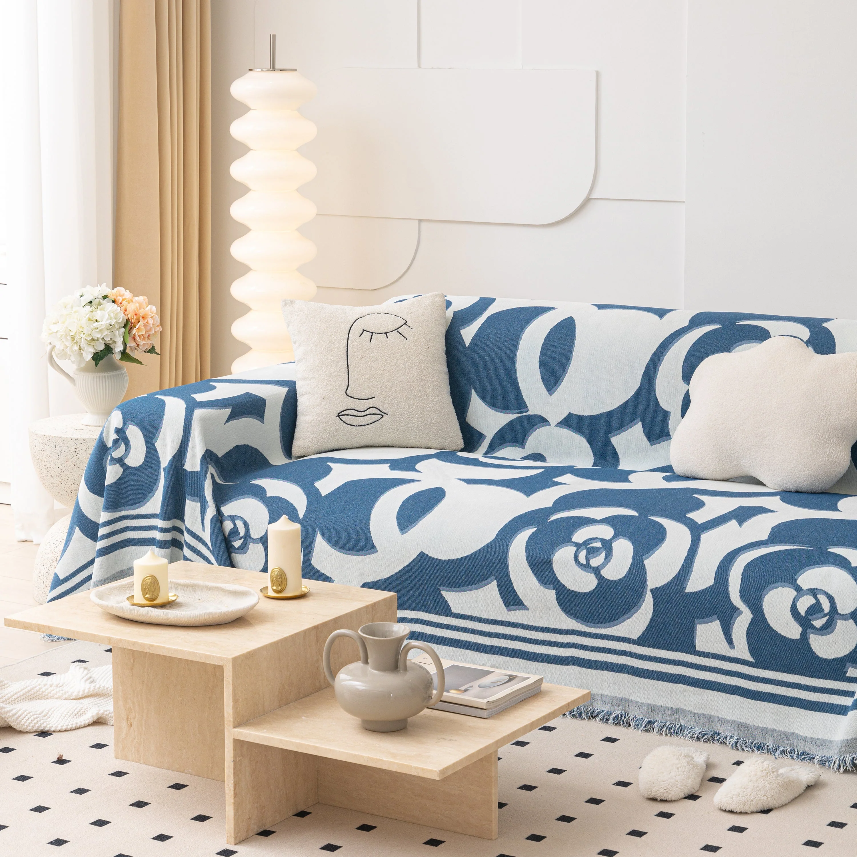 Chenille Sofa Cover Blanket, Couch Cover Blanket Throws for Couches Living Room Furniture Throw Covers - Image 130