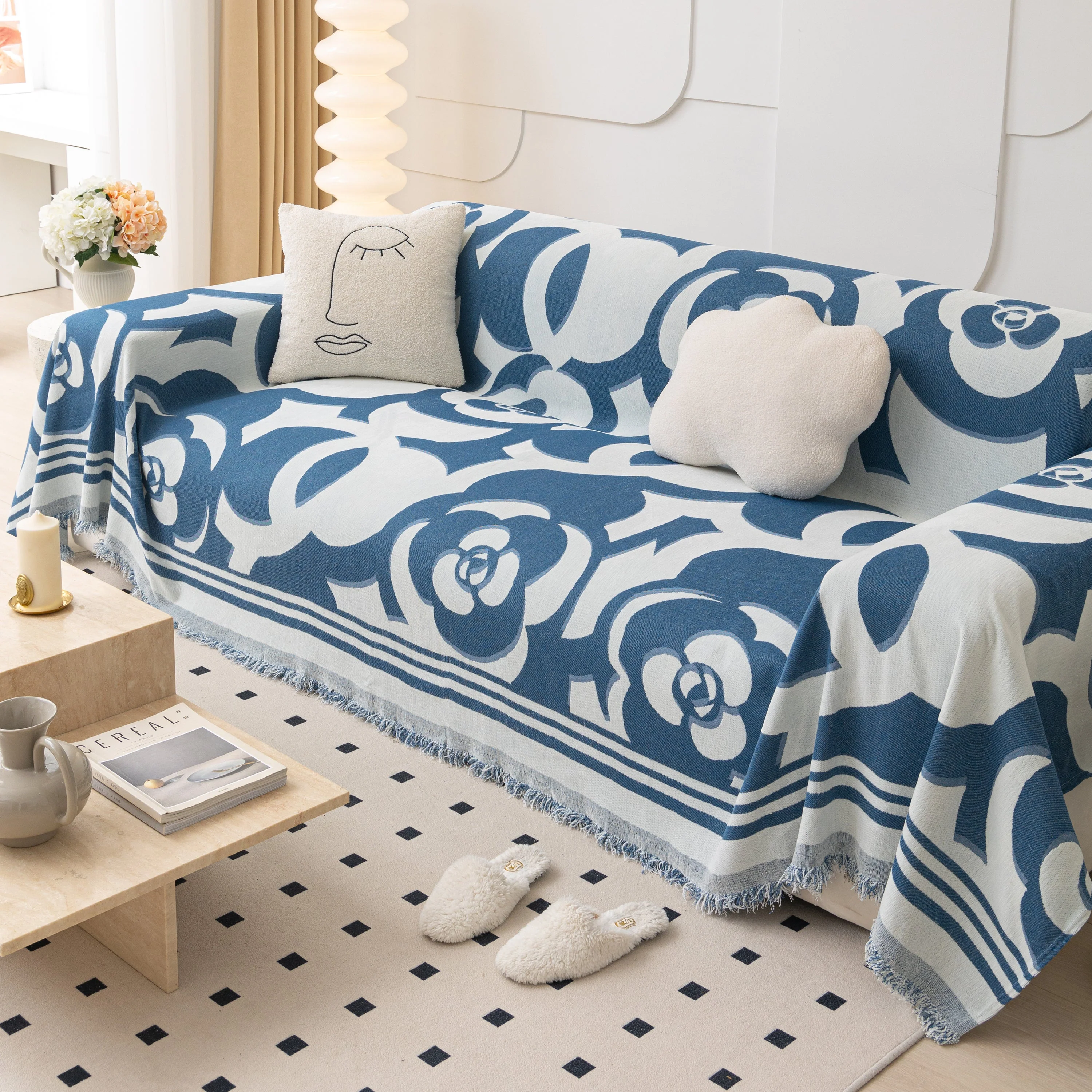 Chenille Sofa Cover Blanket, Couch Cover Blanket Throws for Couches Living Room Furniture Throw Covers - Image 131