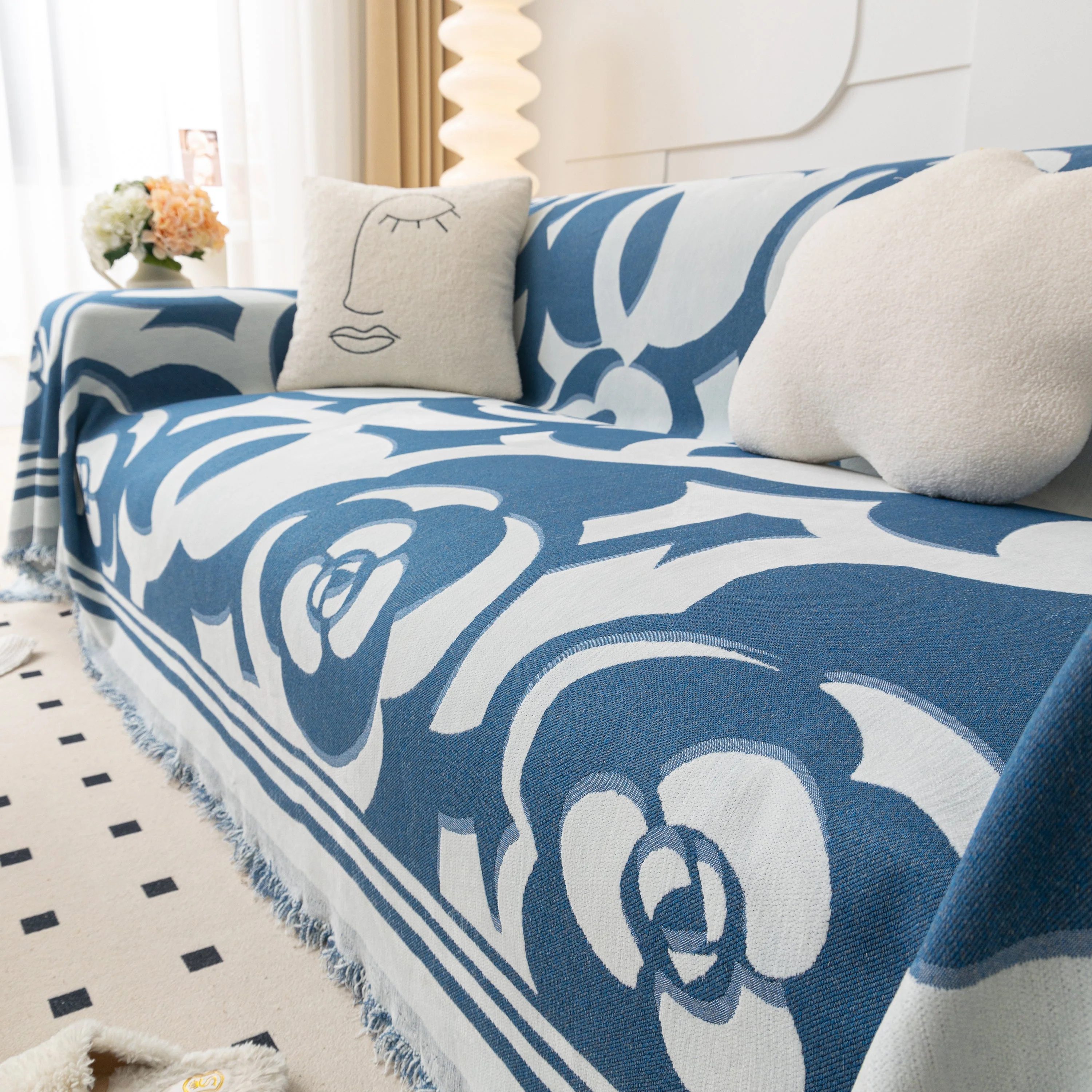 Chenille Sofa Cover Blanket, Couch Cover Blanket Throws for Couches Living Room Furniture Throw Covers - Image 140