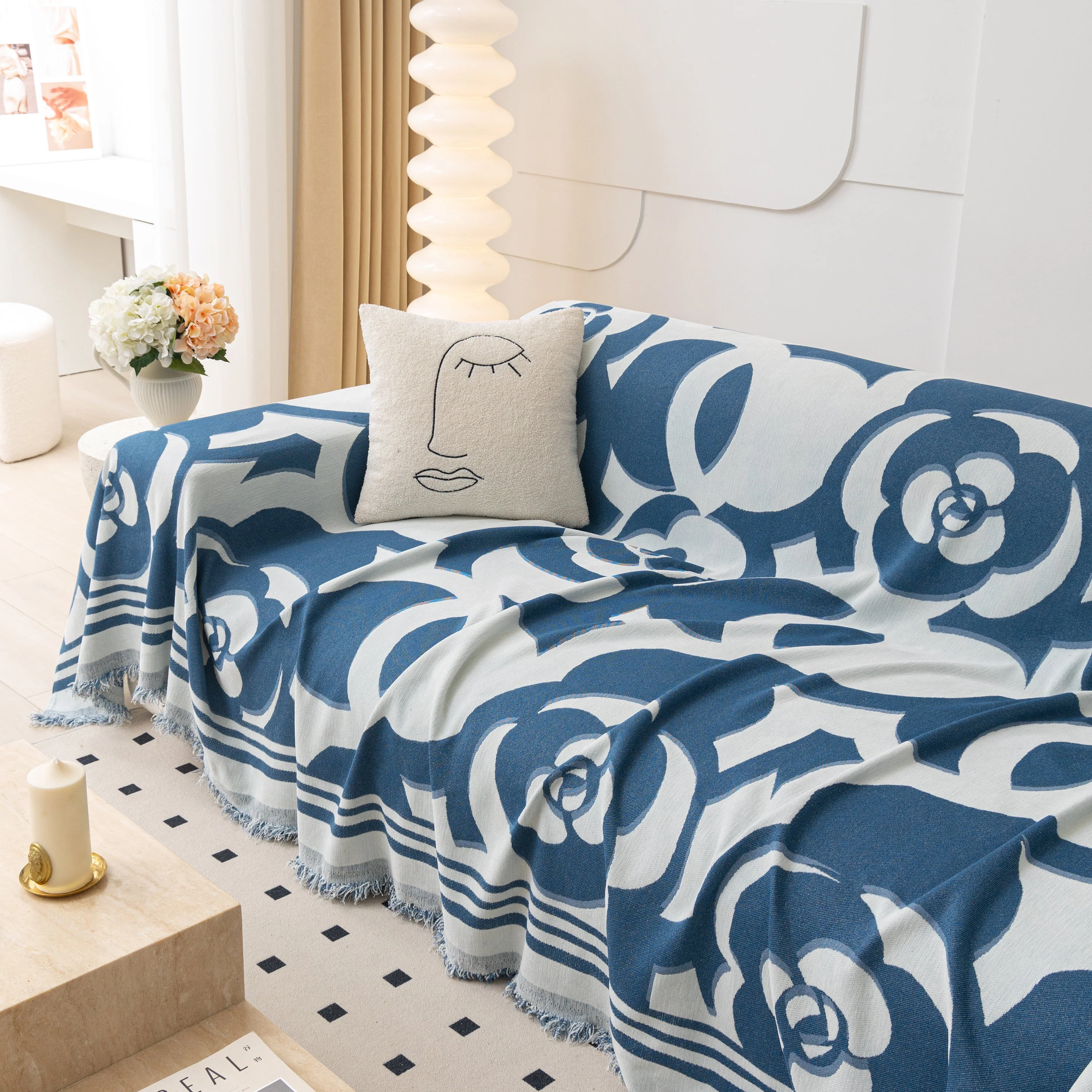 Chenille Sofa Cover Blanket, Couch Cover Blanket Throws for Couches Living Room Furniture Throw Covers - Image 144