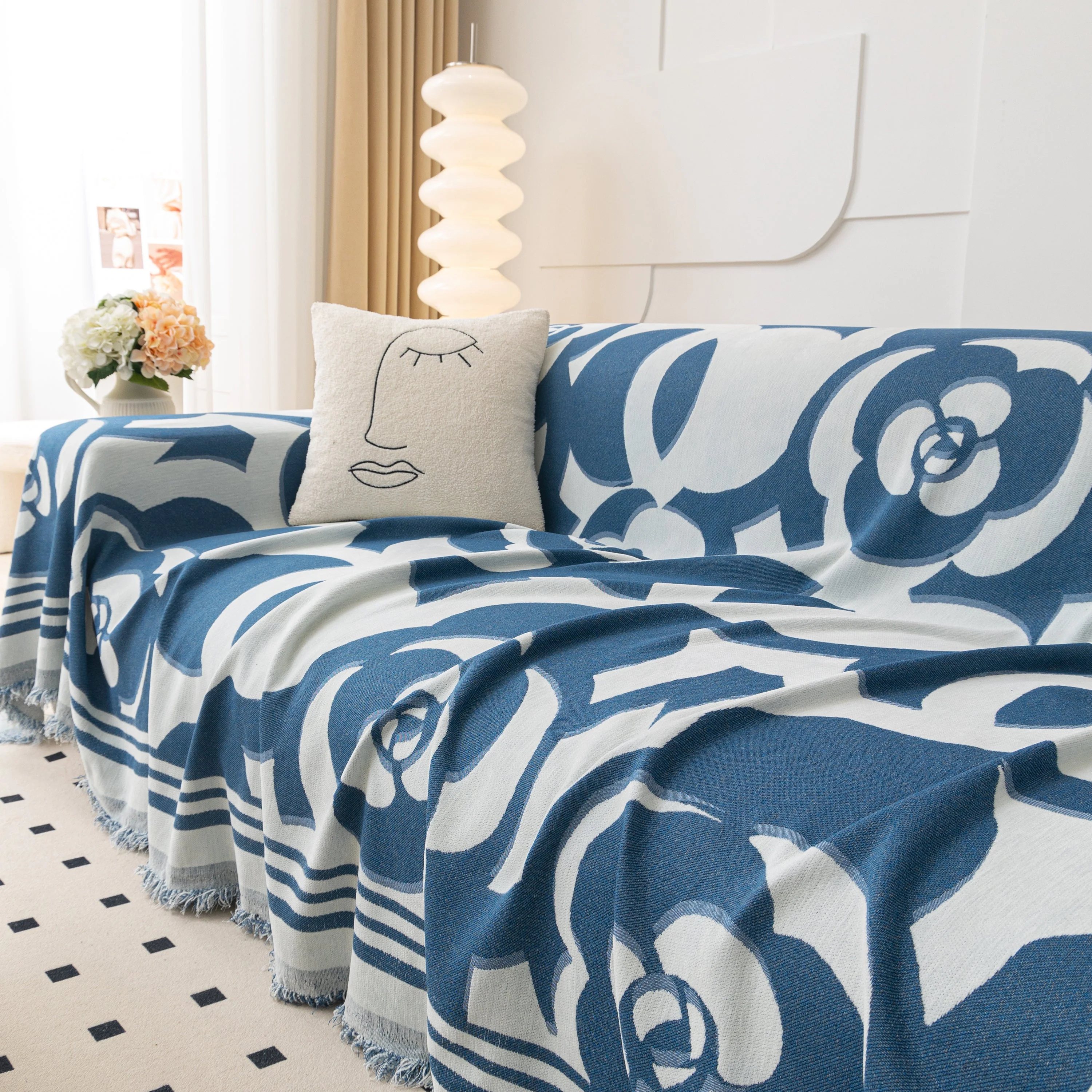 Chenille Sofa Cover Blanket, Couch Cover Blanket Throws for Couches Living Room Furniture Throw Covers - Image 146