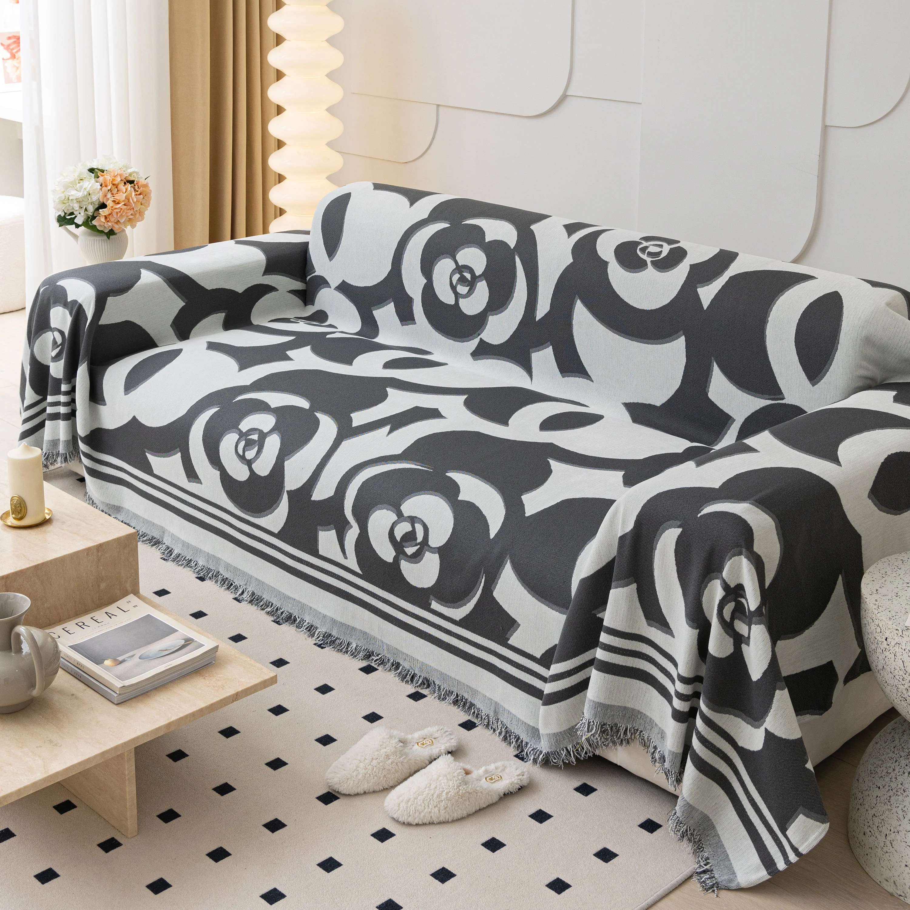 Chenille Sofa Cover Blanket, Couch Cover Blanket Throws for Couches Living Room Furniture Throw Covers - Image 157