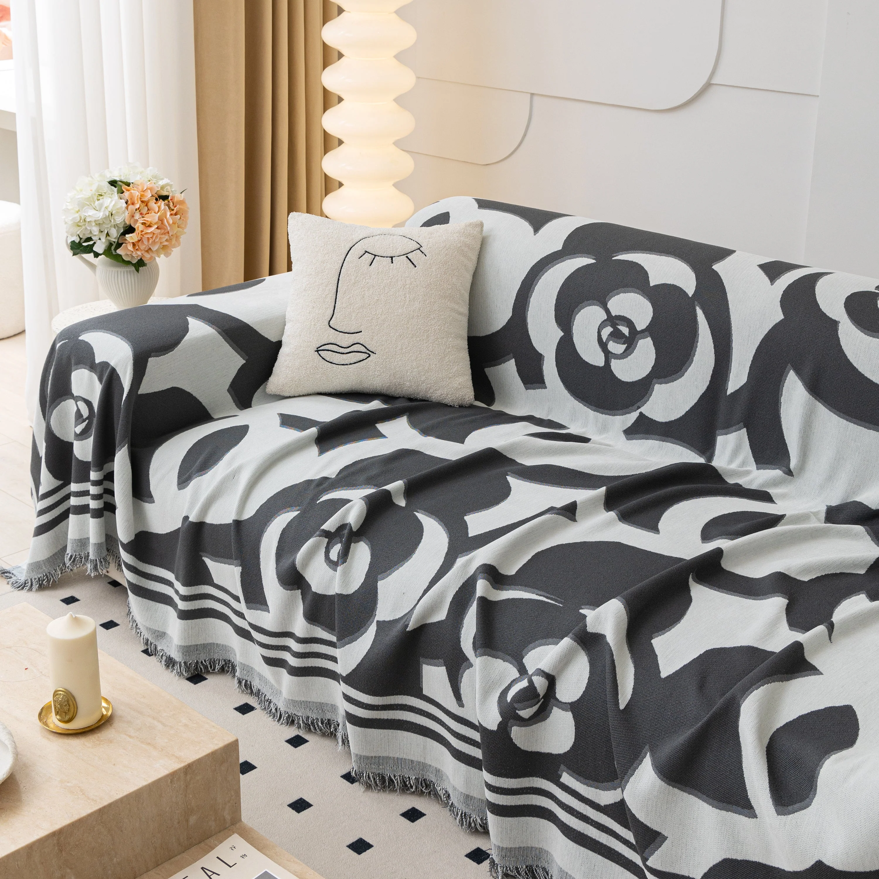 Chenille Sofa Cover Blanket, Couch Cover Blanket Throws for Couches Living Room Furniture Throw Covers - Image 166