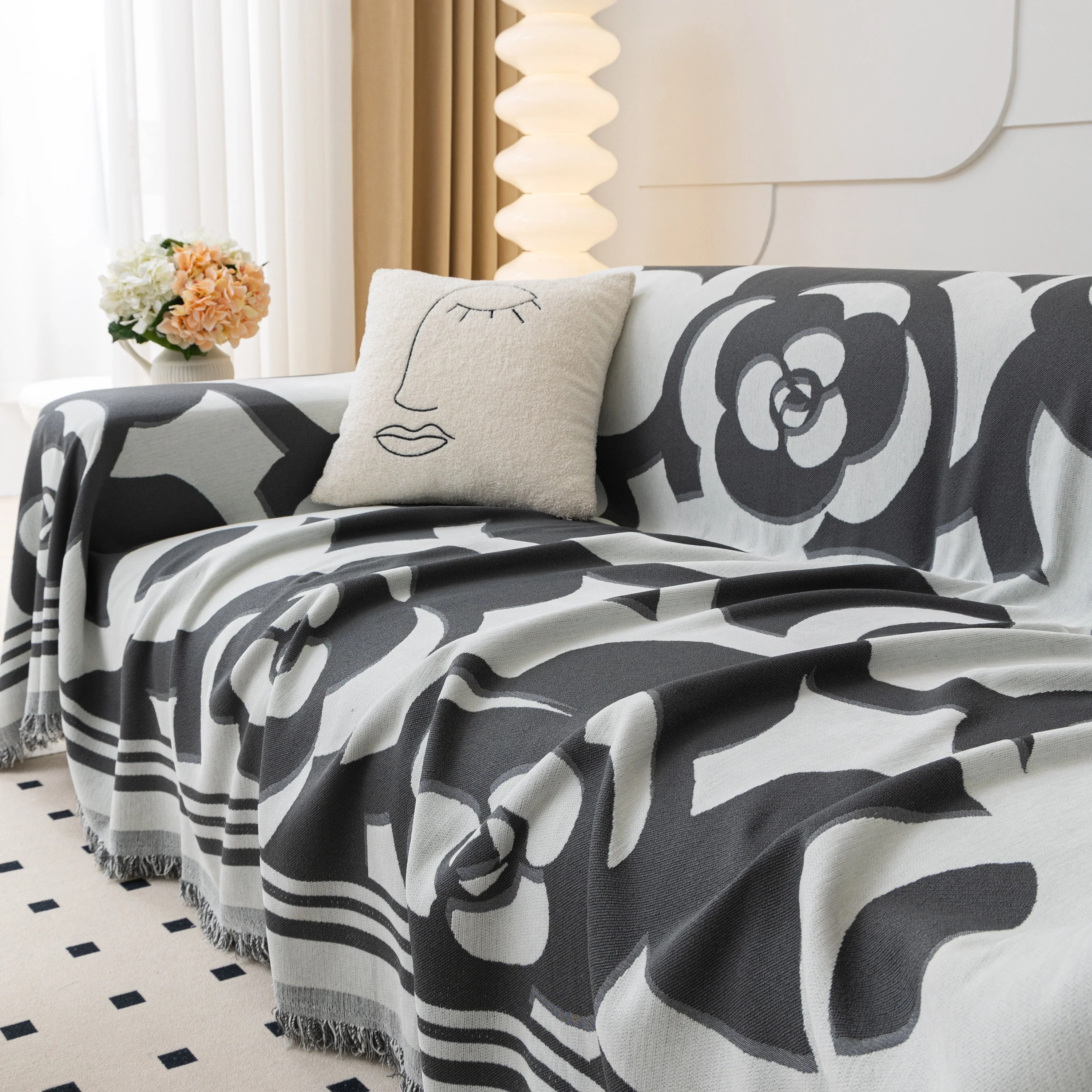 Chenille Sofa Cover Blanket, Couch Cover Blanket Throws for Couches Living Room Furniture Throw Covers - Image 167