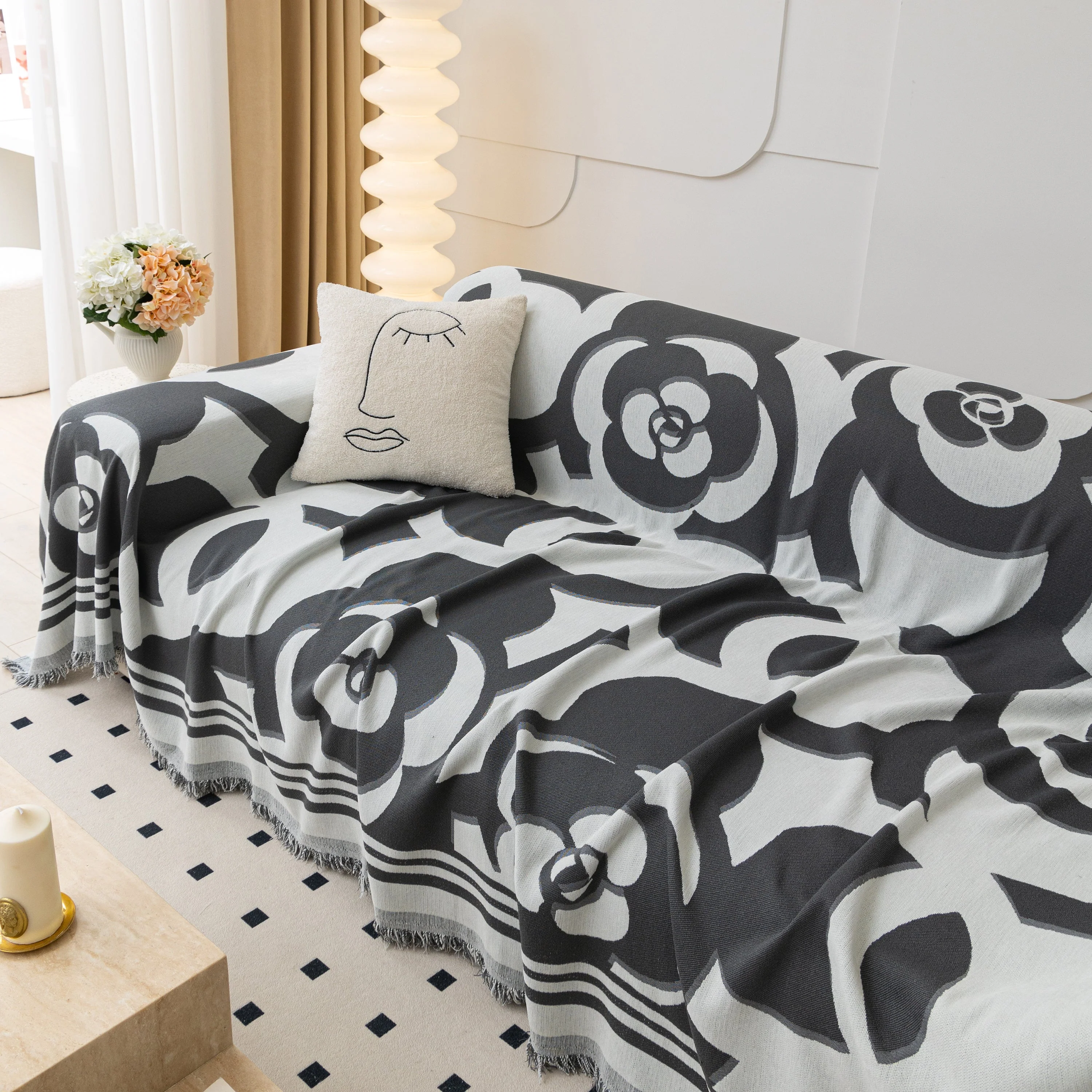 Chenille Sofa Cover Blanket, Couch Cover Blanket Throws for Couches Living Room Furniture Throw Covers - Image 169