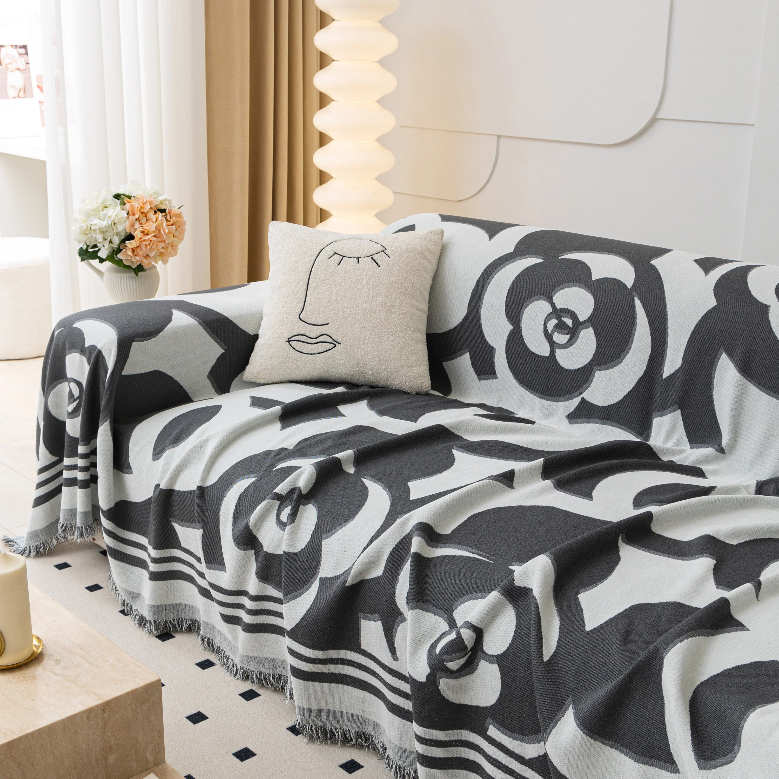 Chenille Sofa Cover Blanket, Couch Cover Blanket Throws for Couches Living Room Furniture Throw Covers - Image 170