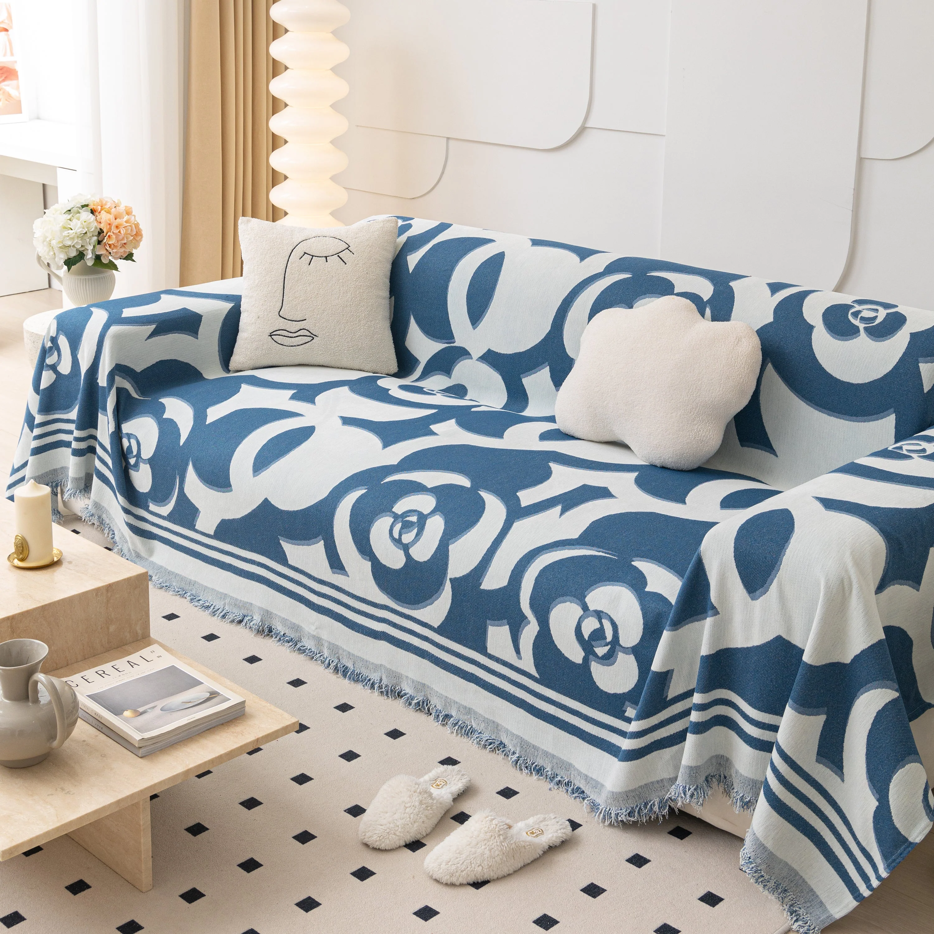 Chenille Sofa Cover Blanket, Couch Cover Blanket Throws for Couches Living Room Furniture Throw Covers - Image 180