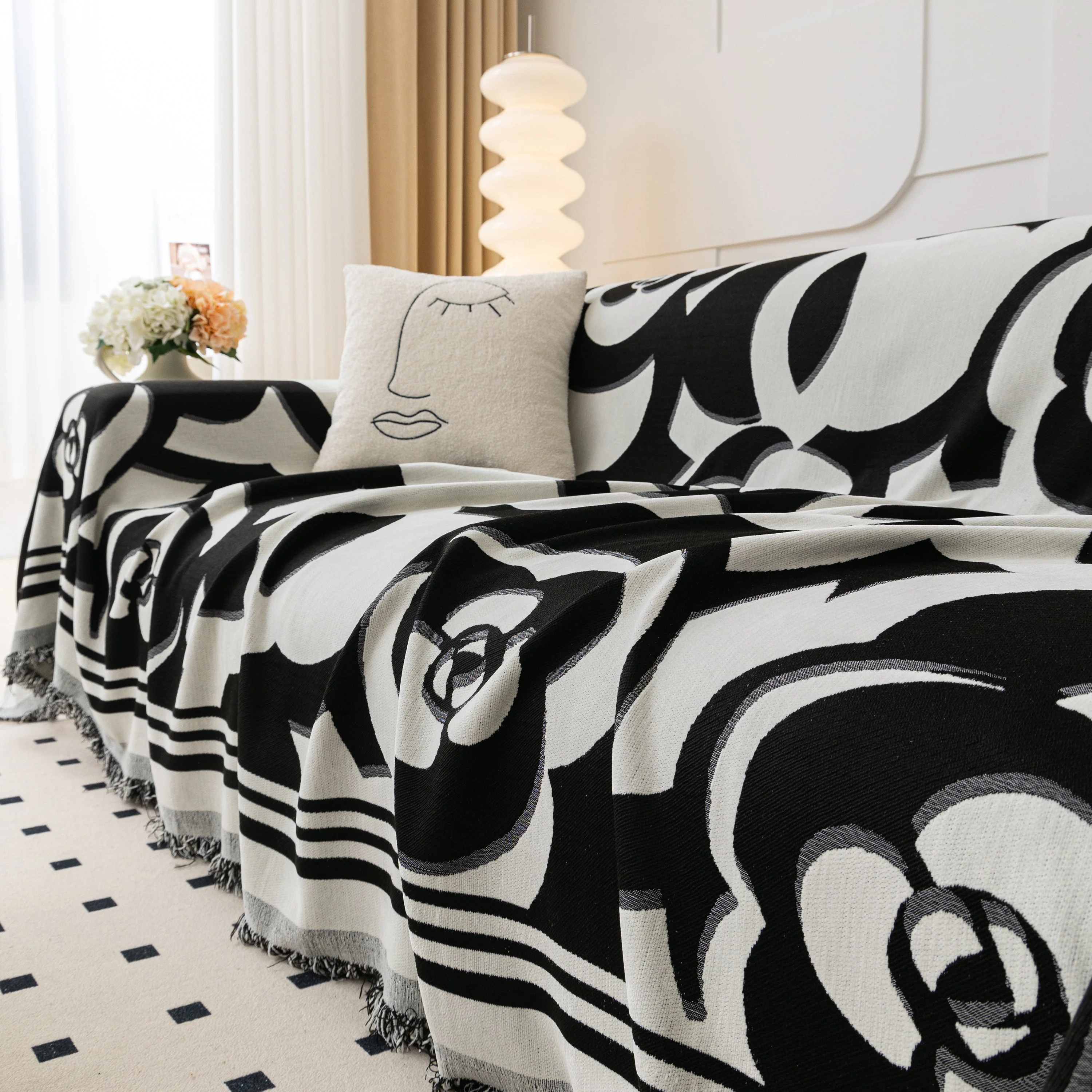 Chenille Sofa Cover Blanket, Couch Cover Blanket Throws for Couches Living Room Furniture Throw Covers - Image 56
