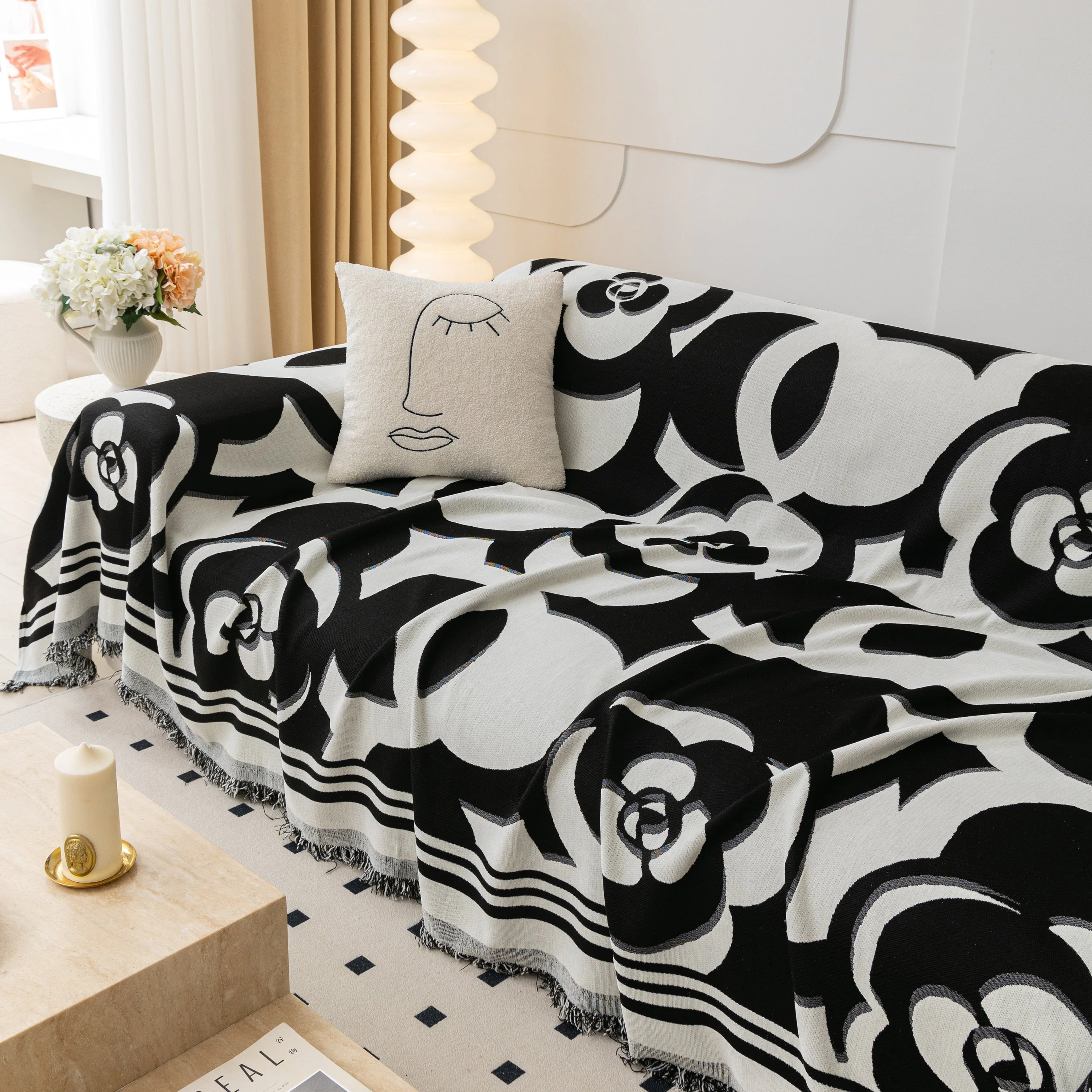 Chenille Sofa Cover Blanket, Couch Cover Blanket Throws for Couches Living Room Furniture Throw Covers - Image 57
