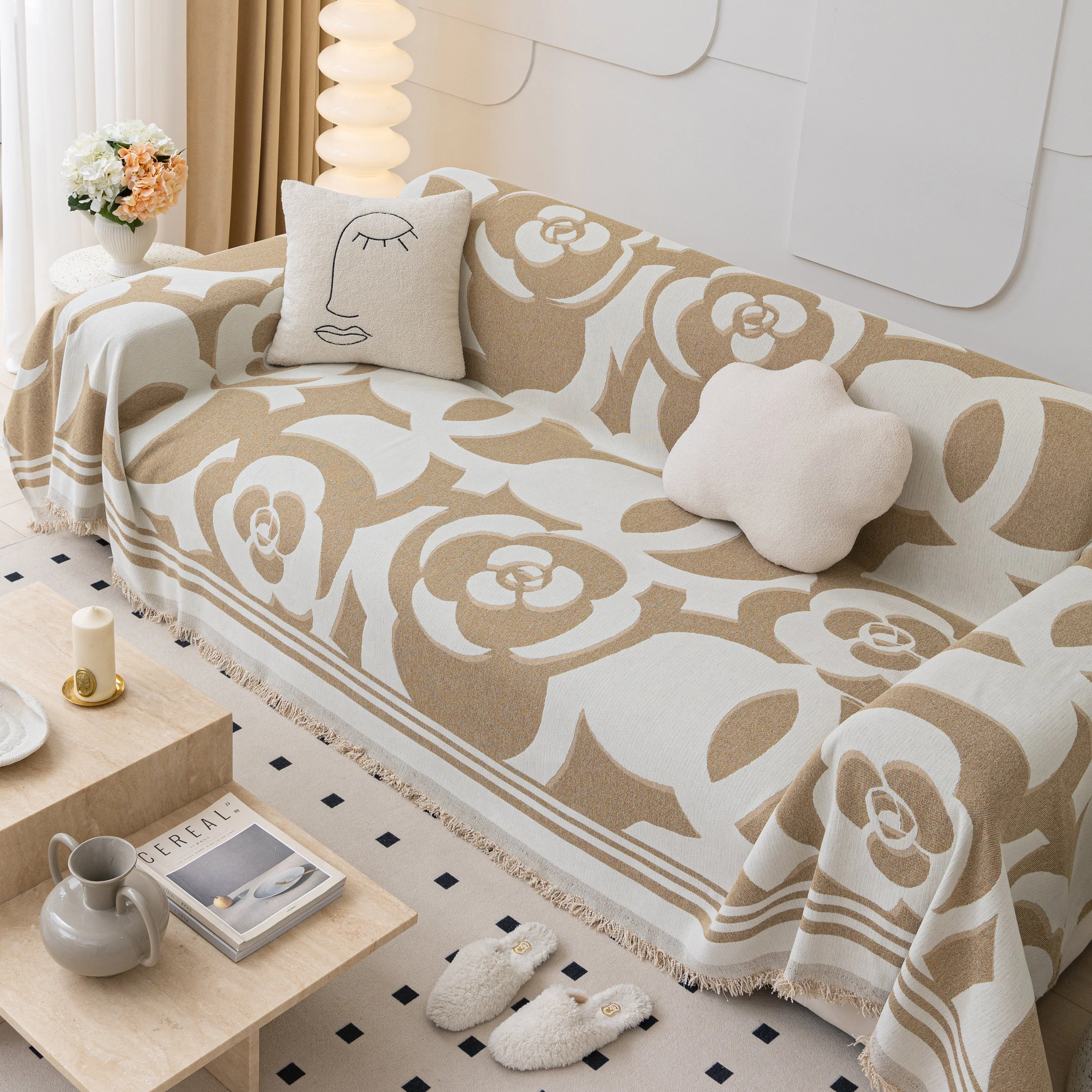 Chenille Sofa Cover Blanket, Couch Cover Blanket Throws for Couches Living Room Furniture Throw Covers - Image 73