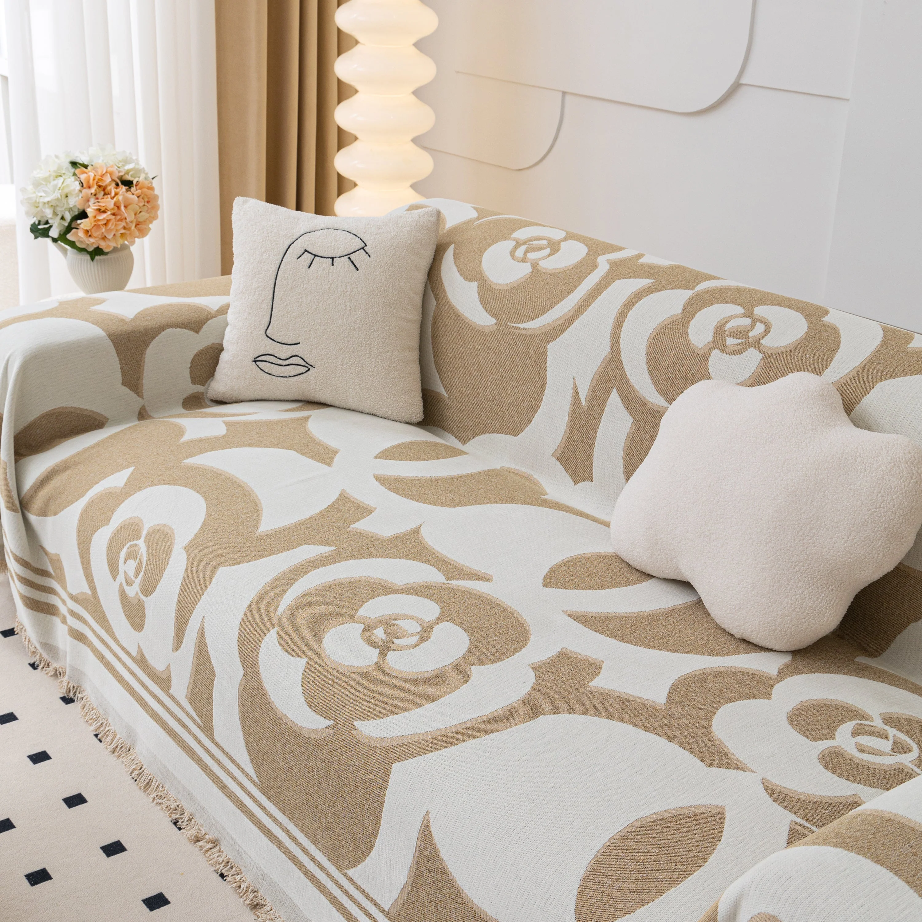 Chenille Sofa Cover Blanket, Couch Cover Blanket Throws for Couches Living Room Furniture Throw Covers - Image 80