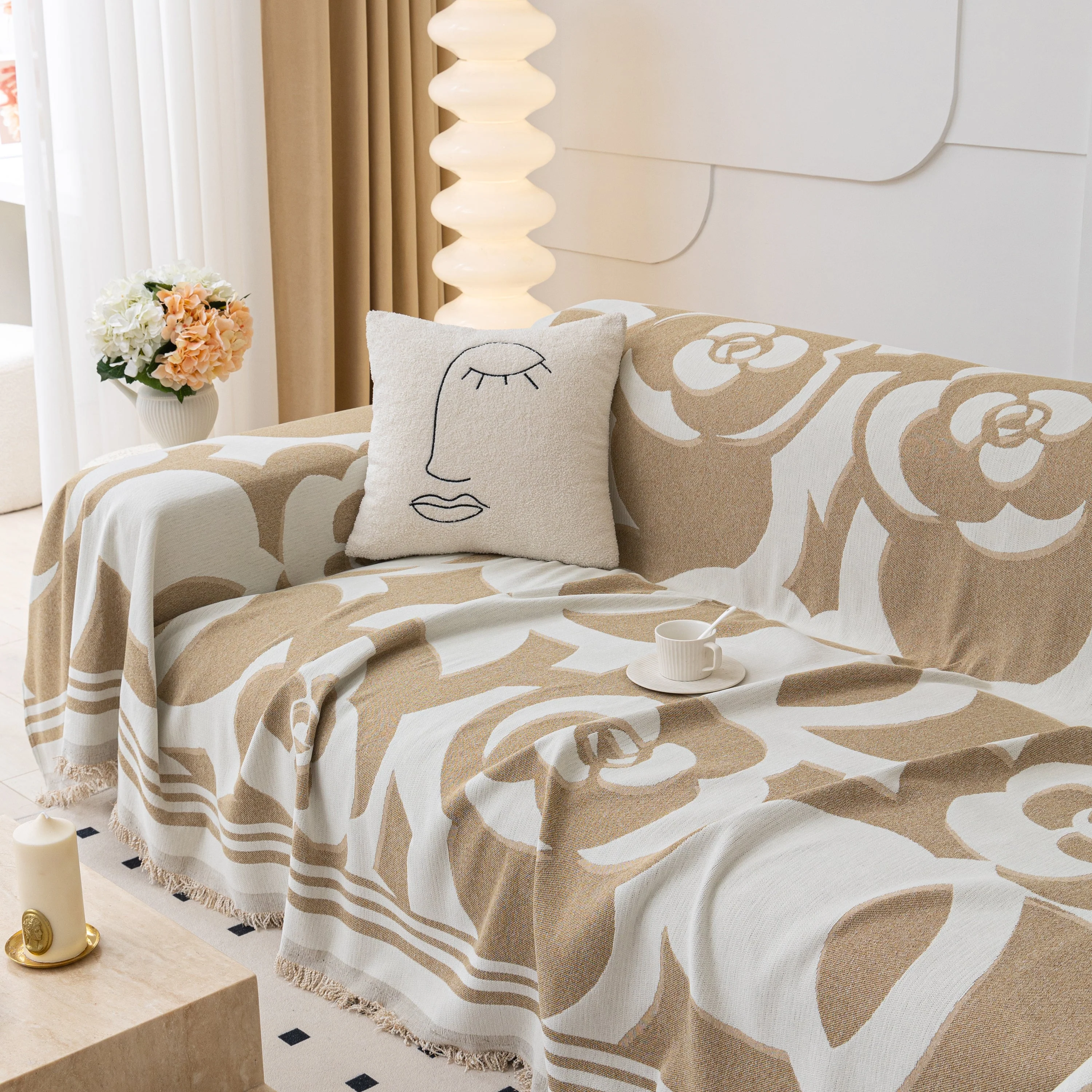 Chenille Sofa Cover Blanket, Couch Cover Blanket Throws for Couches Living Room Furniture Throw Covers - Image 91