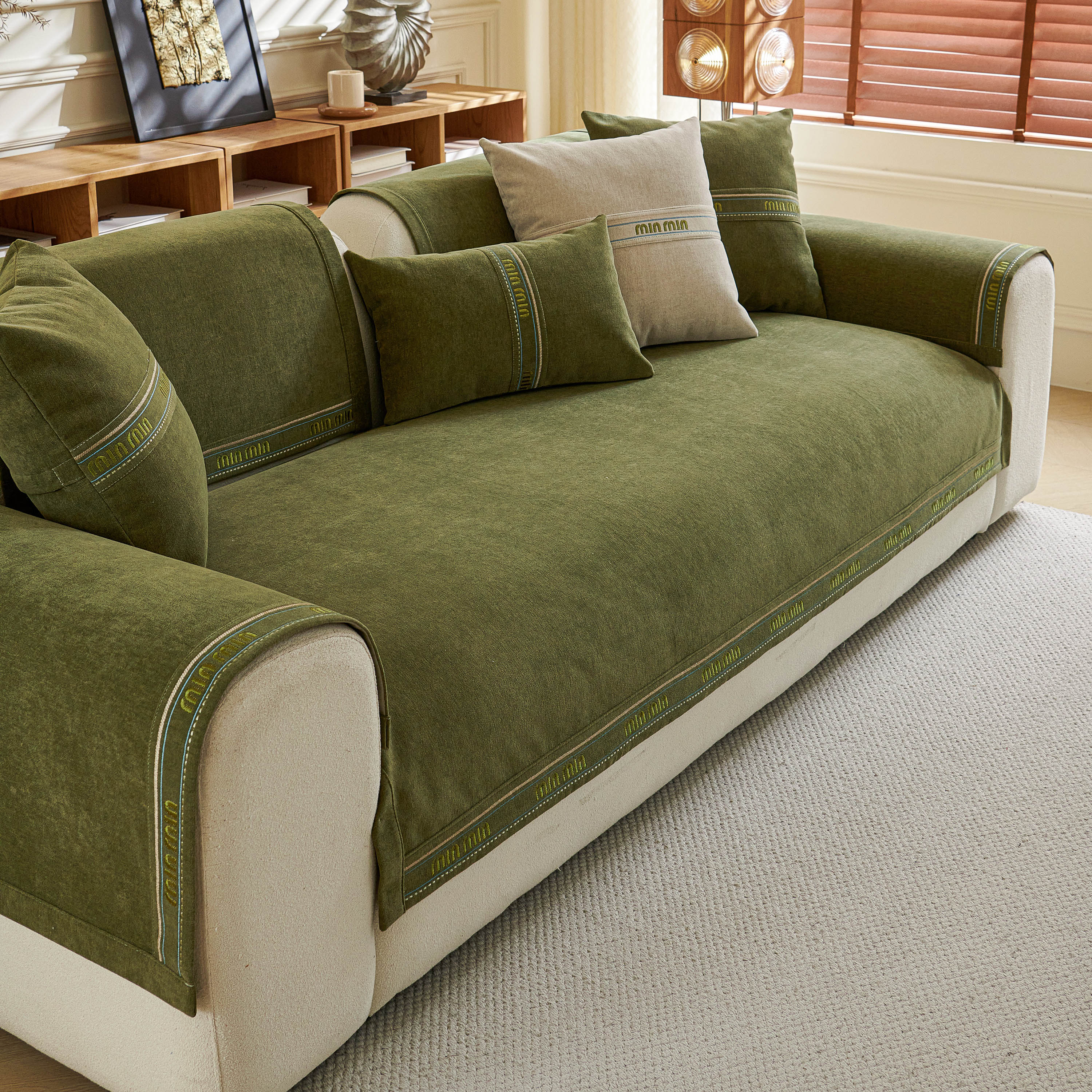 Chenille Sofa Cover Pet Mat, Non-Slip Couch Protector for Sectional & L-Shaped Sofas - Image 96