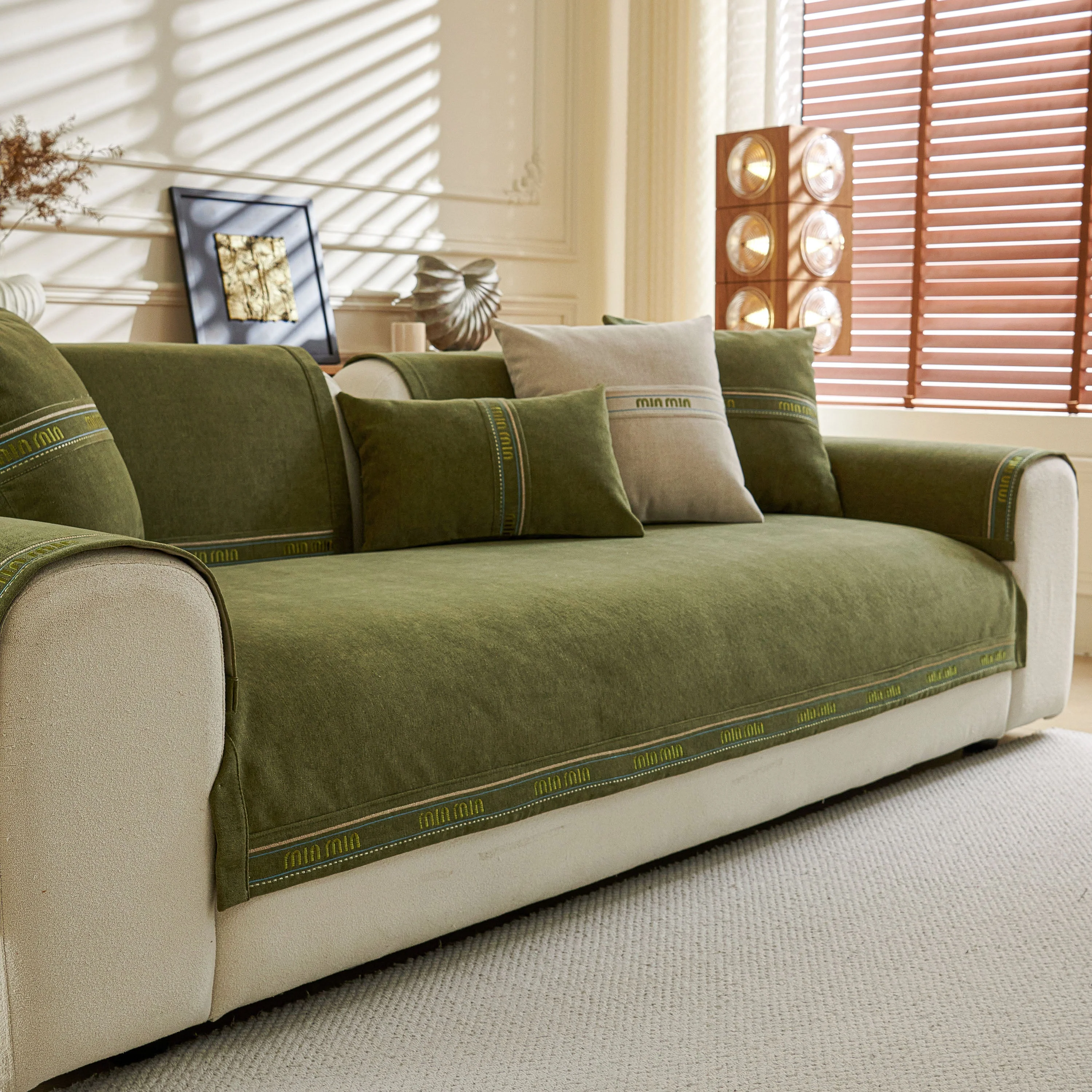 Chenille Sofa Cover Pet Mat, Non-Slip Couch Protector for Sectional & L-Shaped Sofas - Image 97