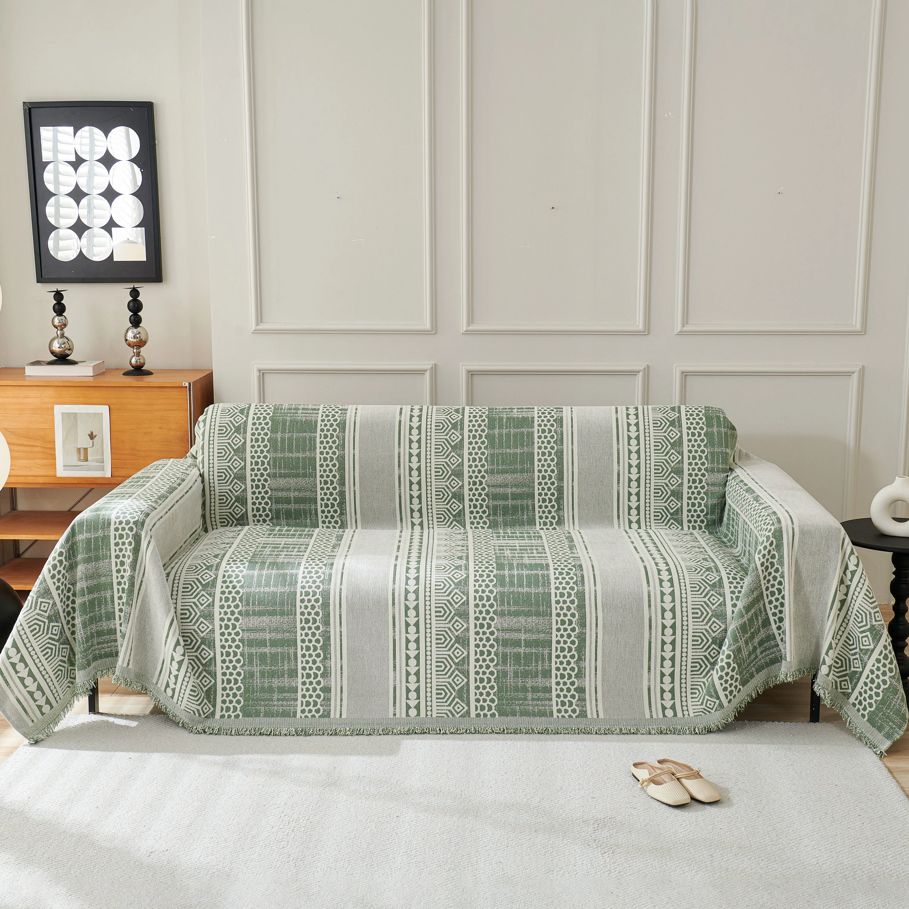 Chenille Sofa Cover Throw Blanket, Boho Geometric Scratch Proof Couch Protector - Image 100