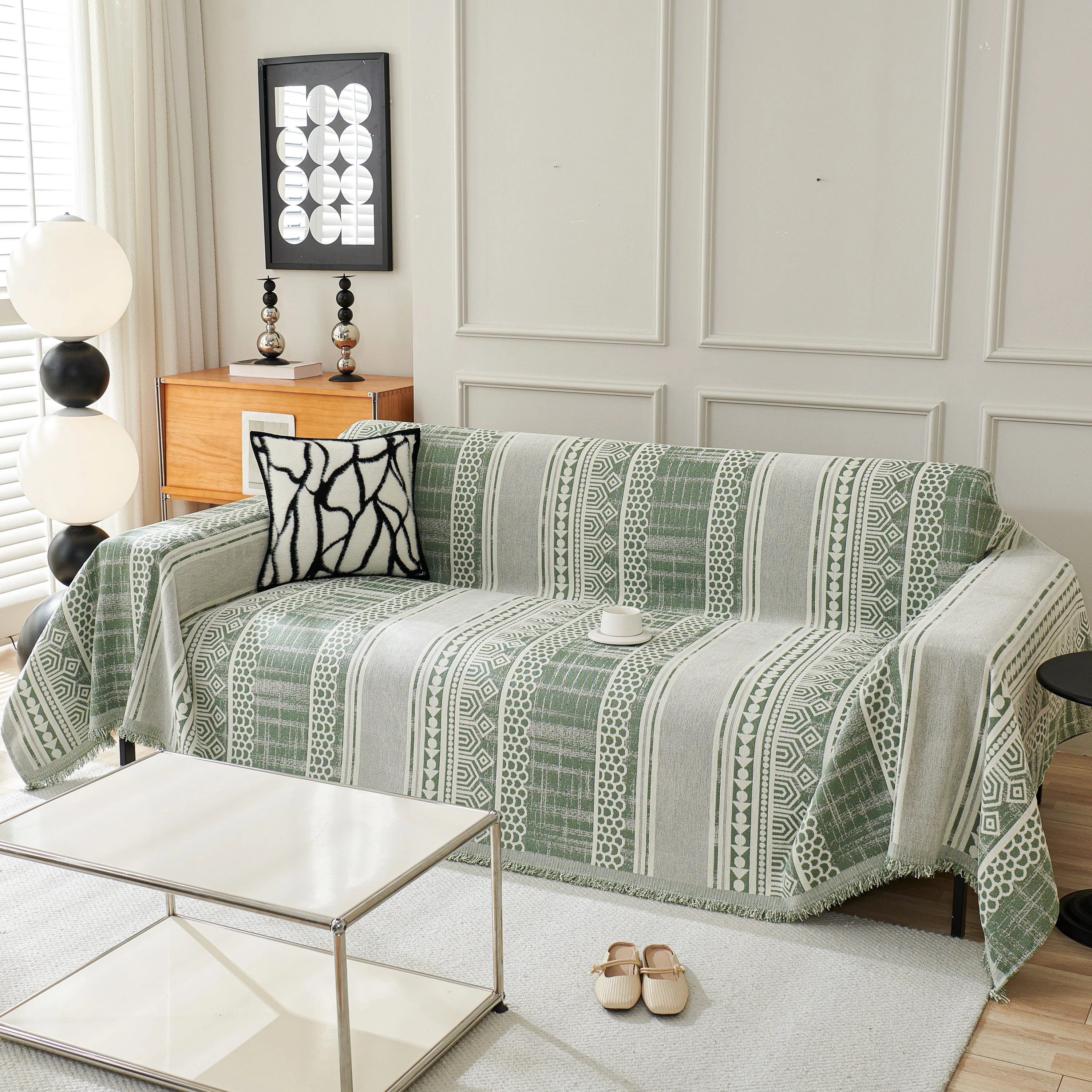 Chenille Sofa Cover Throw Blanket, Boho Geometric Scratch Proof Couch Protector - Image 101