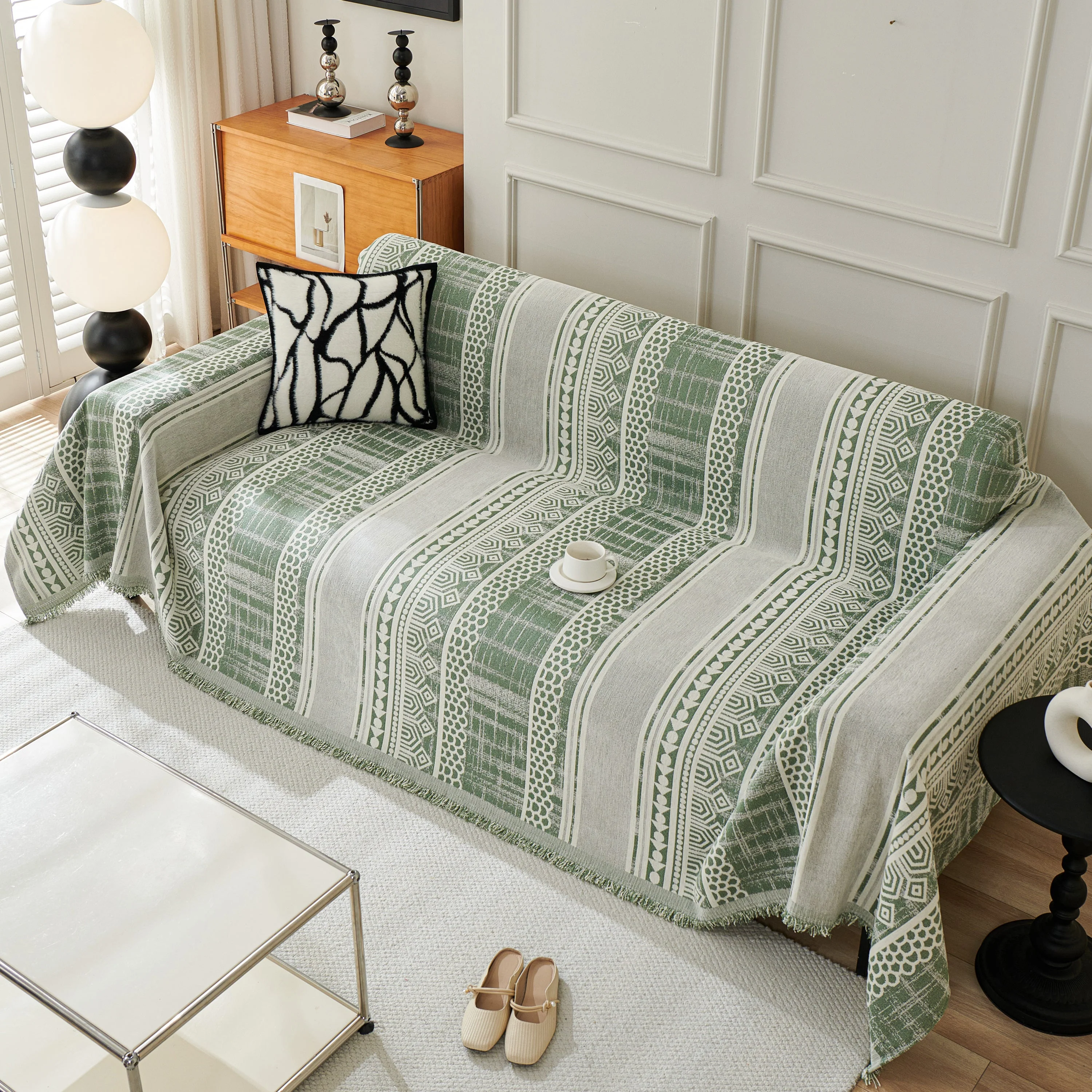 Chenille Sofa Cover Throw Blanket, Boho Geometric Scratch Proof Couch Protector - Image 103