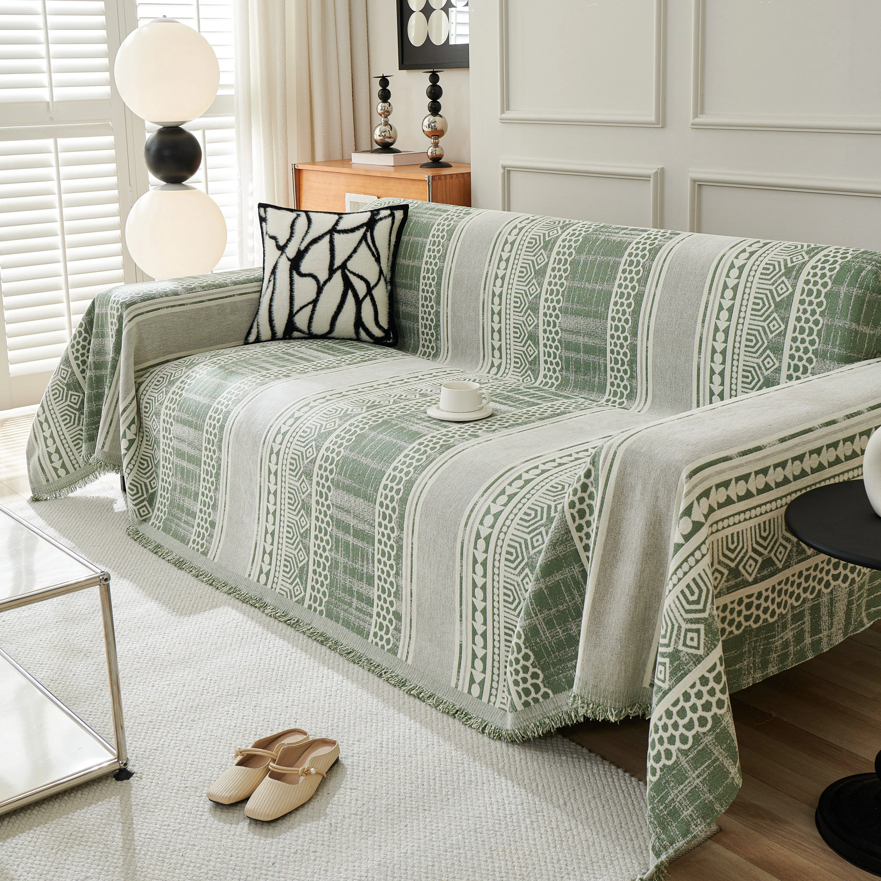 Chenille Sofa Cover Throw Blanket, Boho Geometric Scratch Proof Couch Protector - Image 104