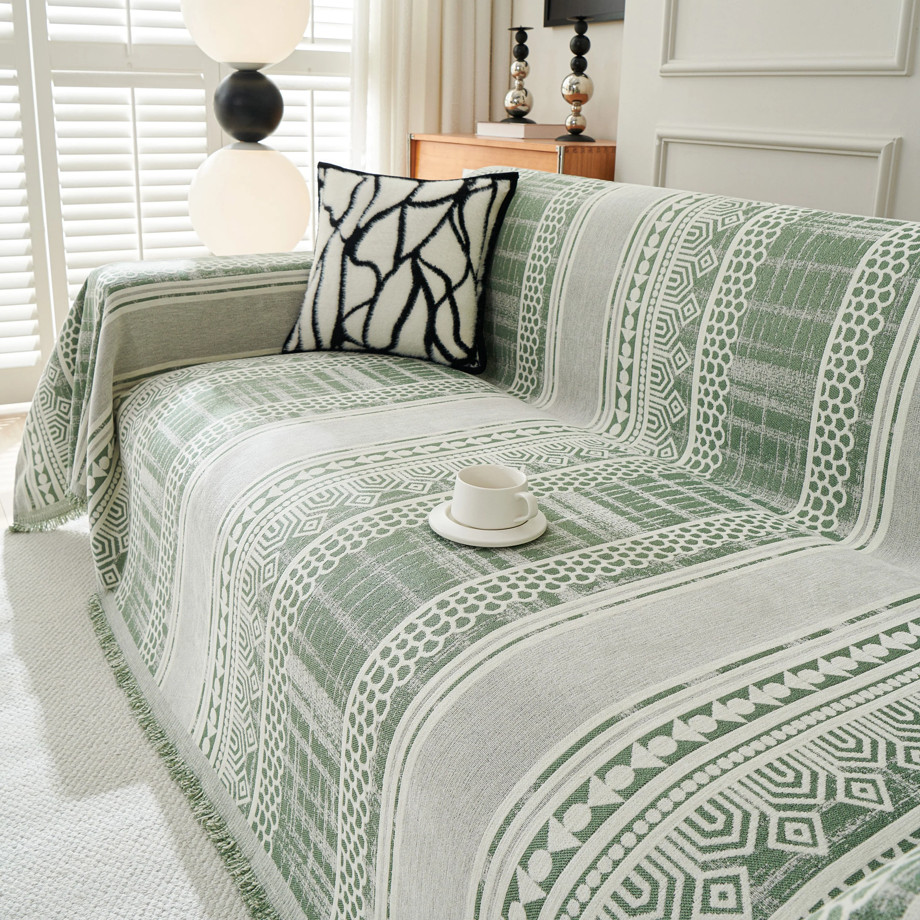 Chenille Sofa Cover Throw Blanket, Boho Geometric Scratch Proof Couch Protector - Image 105