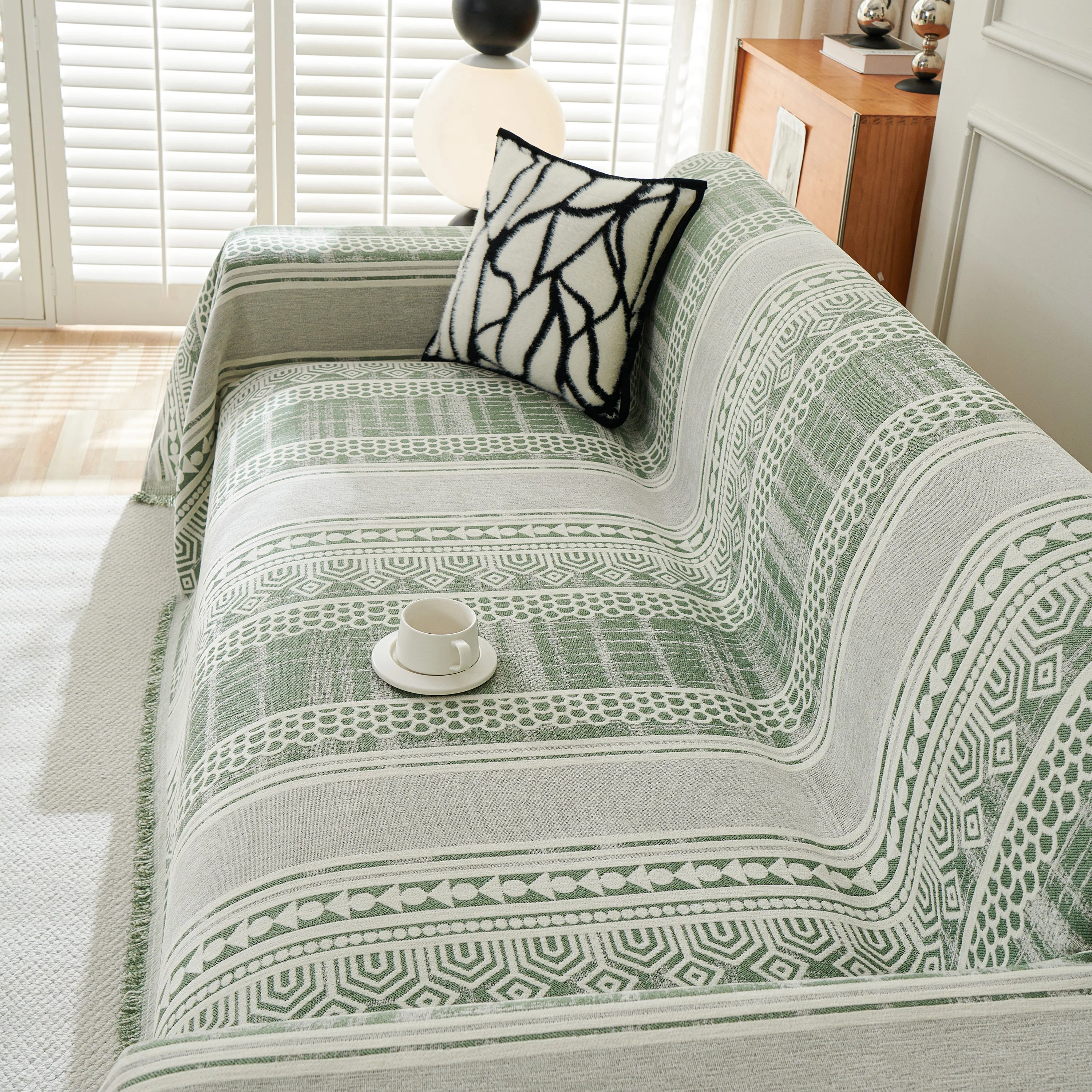 Chenille Sofa Cover Throw Blanket, Boho Geometric Scratch Proof Couch Protector - Image 106