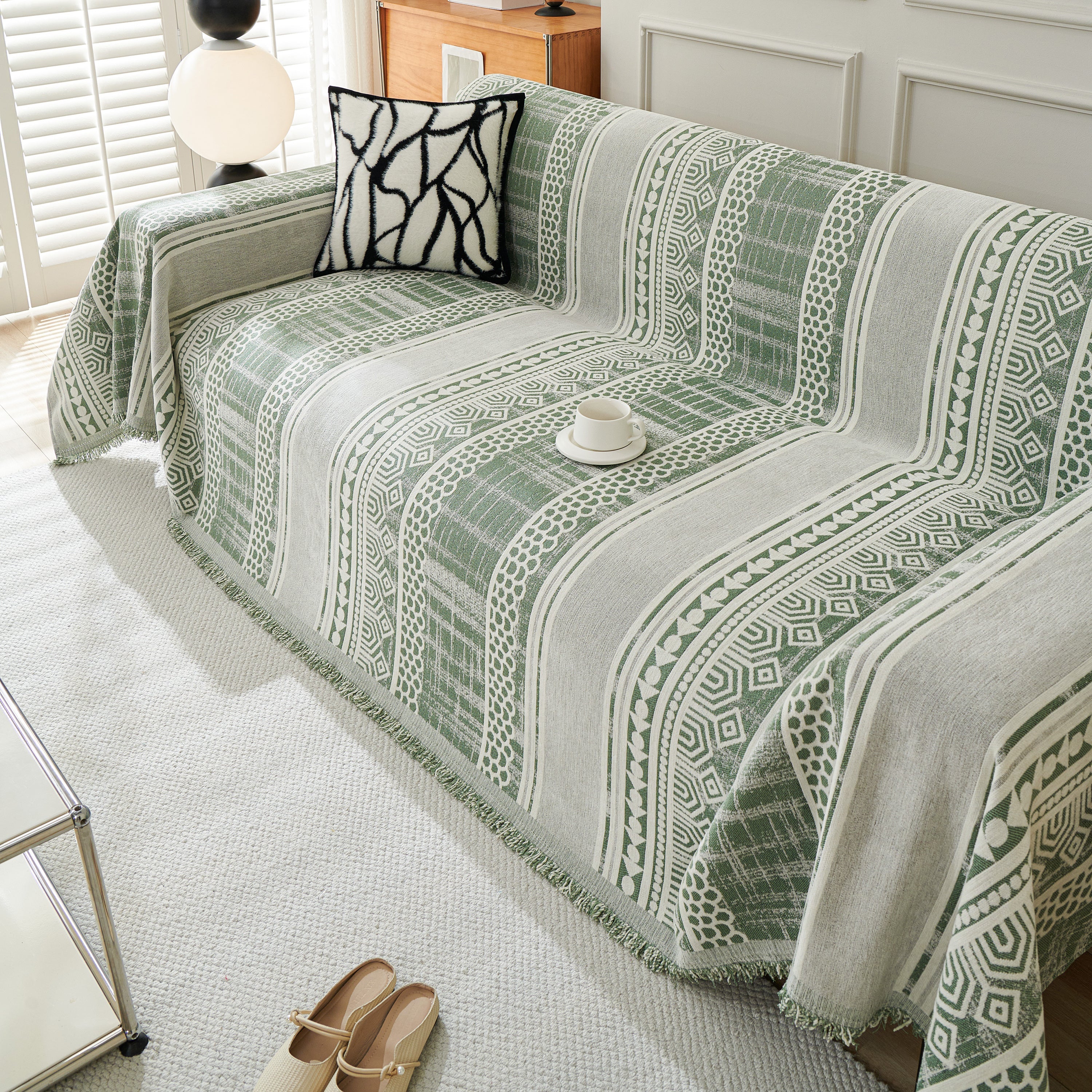 Chenille Sofa Cover Throw Blanket, Boho Geometric Scratch Proof Couch Protector - Image 107