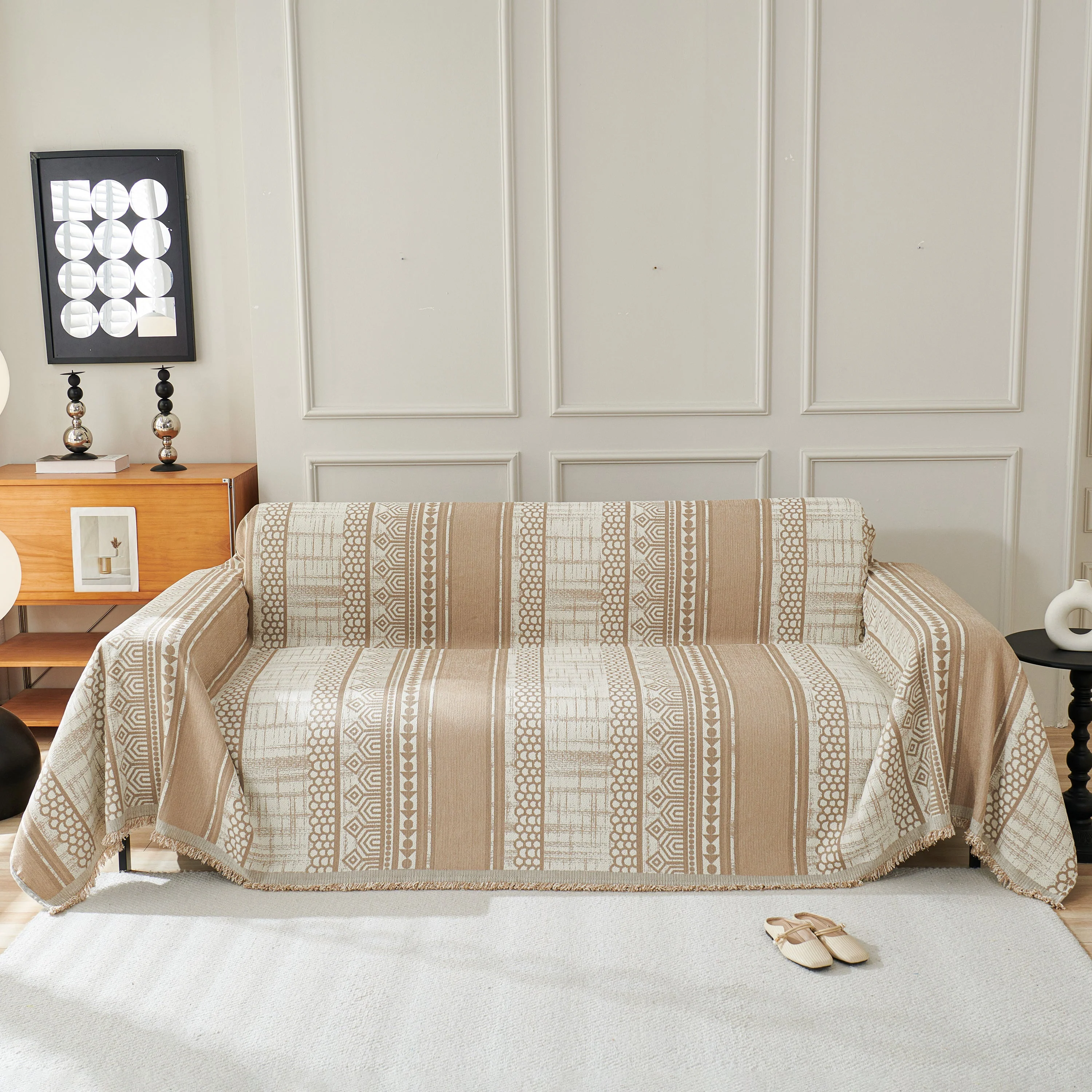 Chenille Sofa Cover Throw Blanket, Boho Geometric Scratch Proof Couch Protector - Image 108