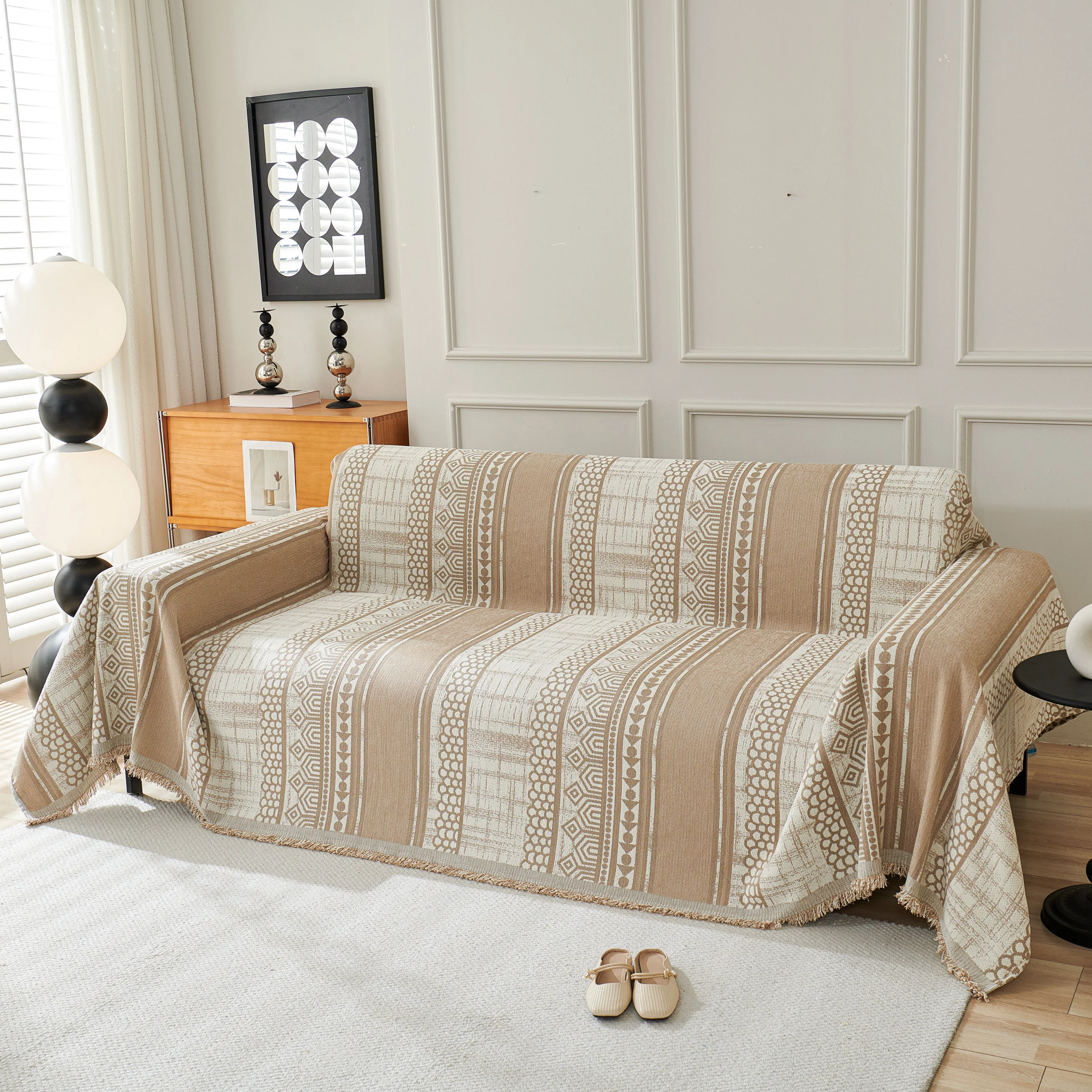 Chenille Sofa Cover Throw Blanket, Boho Geometric Scratch Proof Couch Protector - Image 113