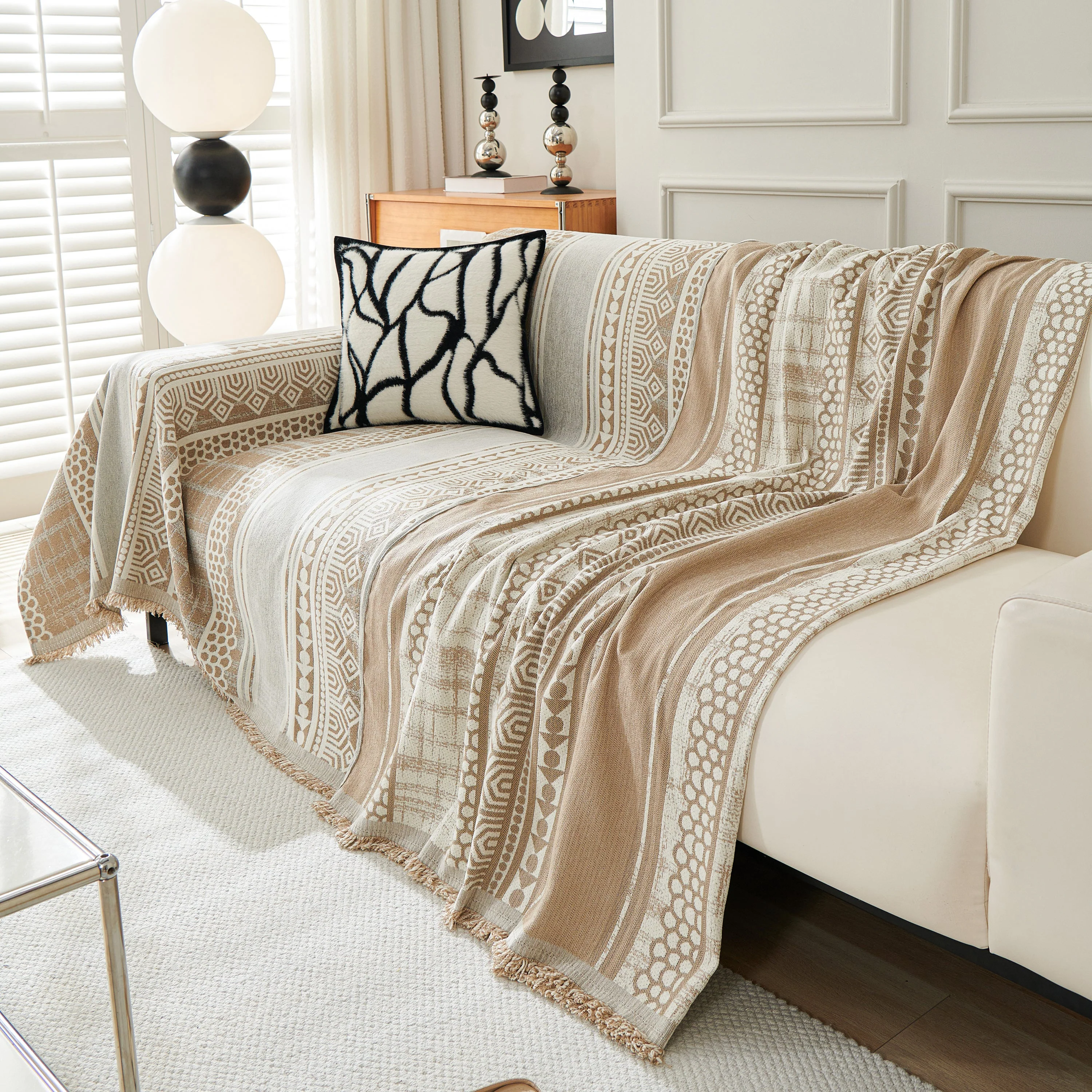 Chenille Sofa Cover Throw Blanket, Boho Geometric Scratch Proof Couch Protector - Image 114