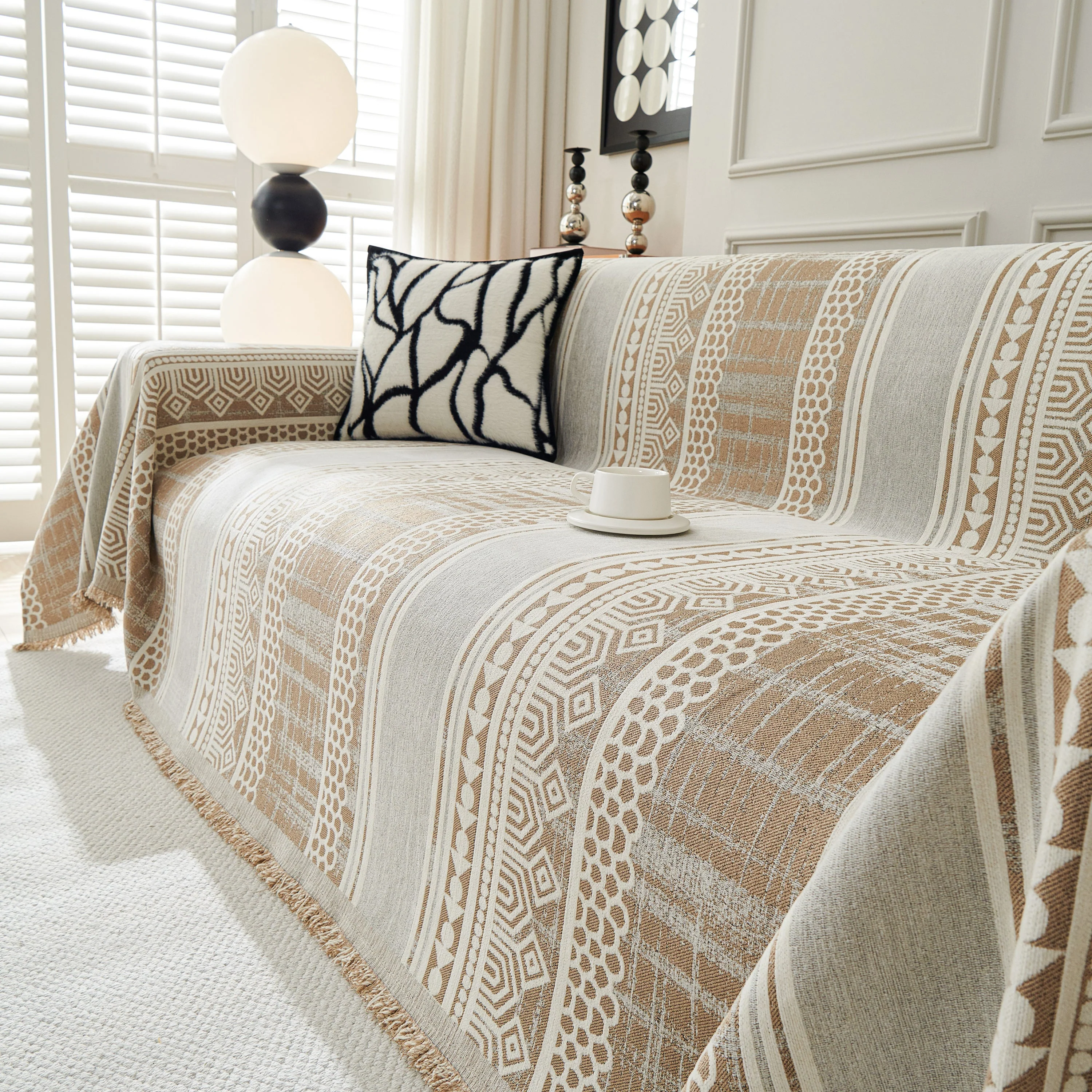 Chenille Sofa Cover Throw Blanket, Boho Geometric Scratch Proof Couch Protector - Image 118