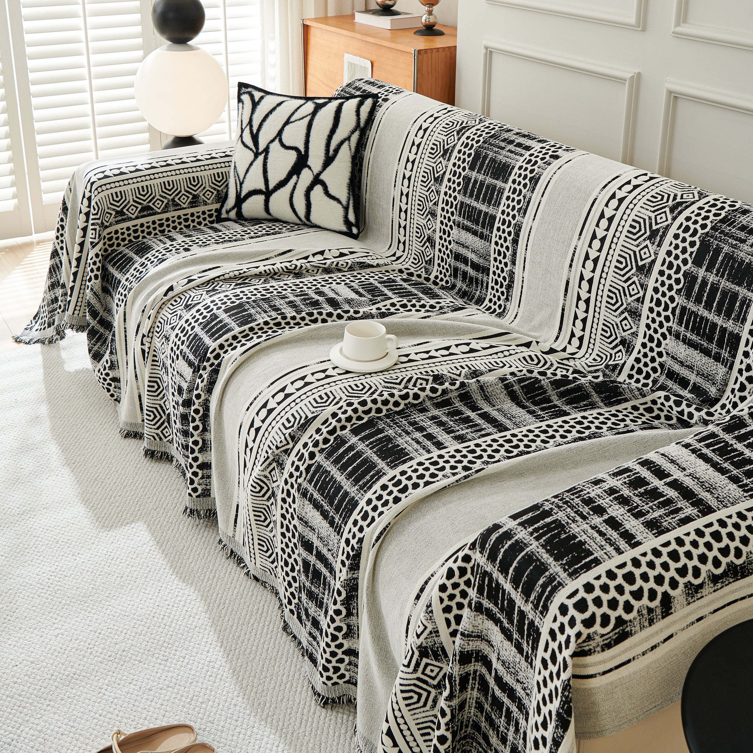 Chenille Sofa Cover Throw Blanket, Boho Geometric Scratch Proof Couch Protector - Image 12