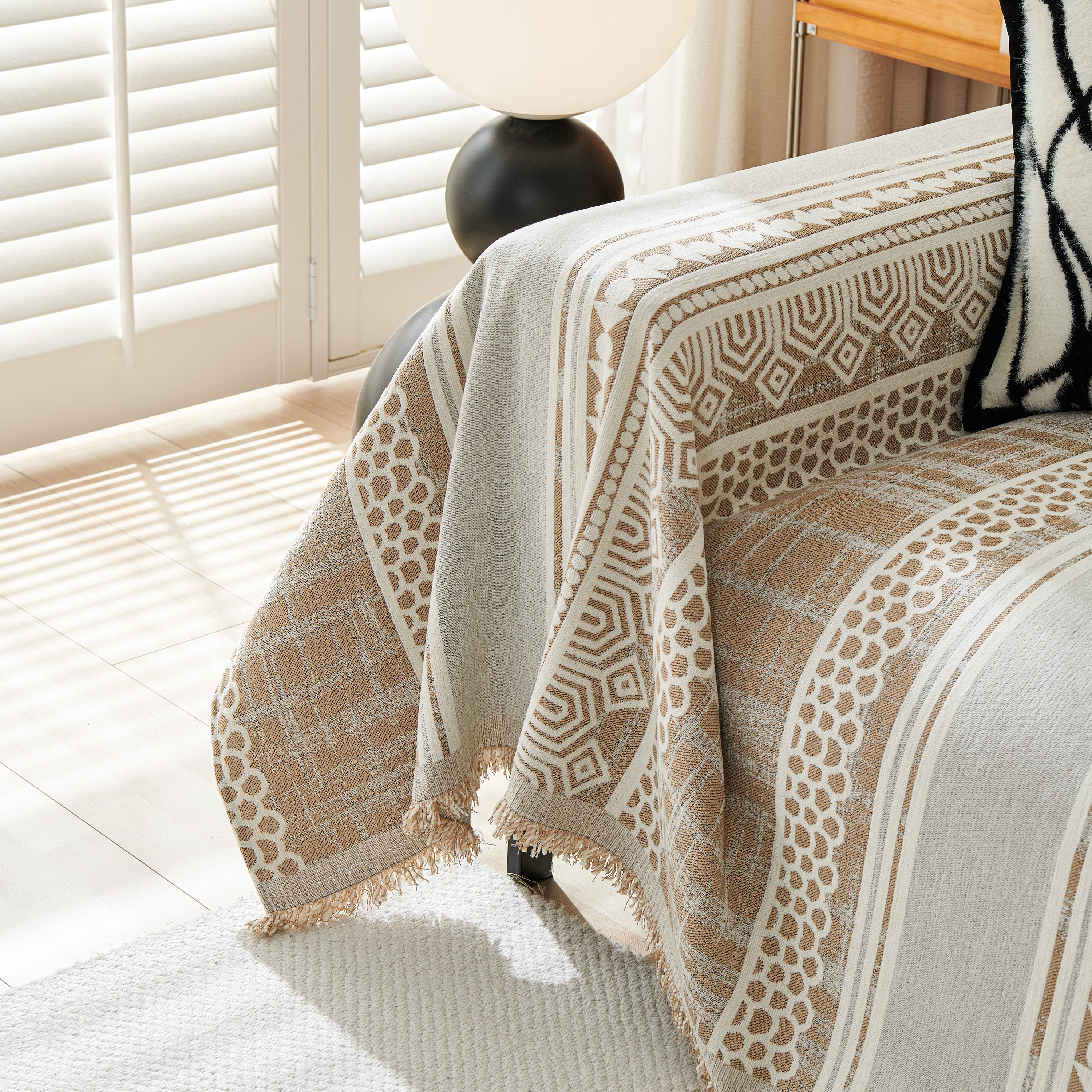 Chenille Sofa Cover Throw Blanket, Boho Geometric Scratch Proof Couch Protector - Image 120