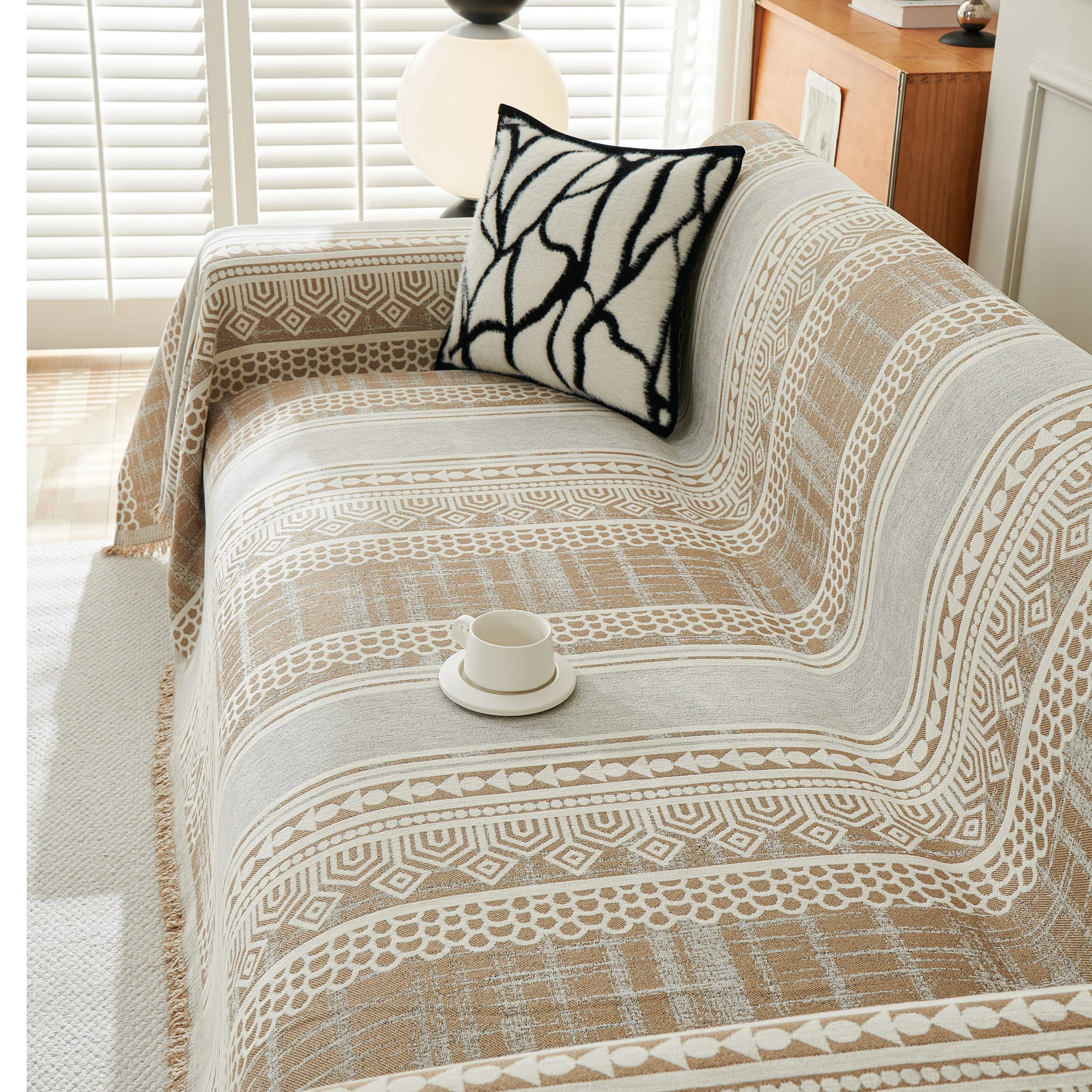 Chenille Sofa Cover Throw Blanket, Boho Geometric Scratch Proof Couch Protector - Image 121