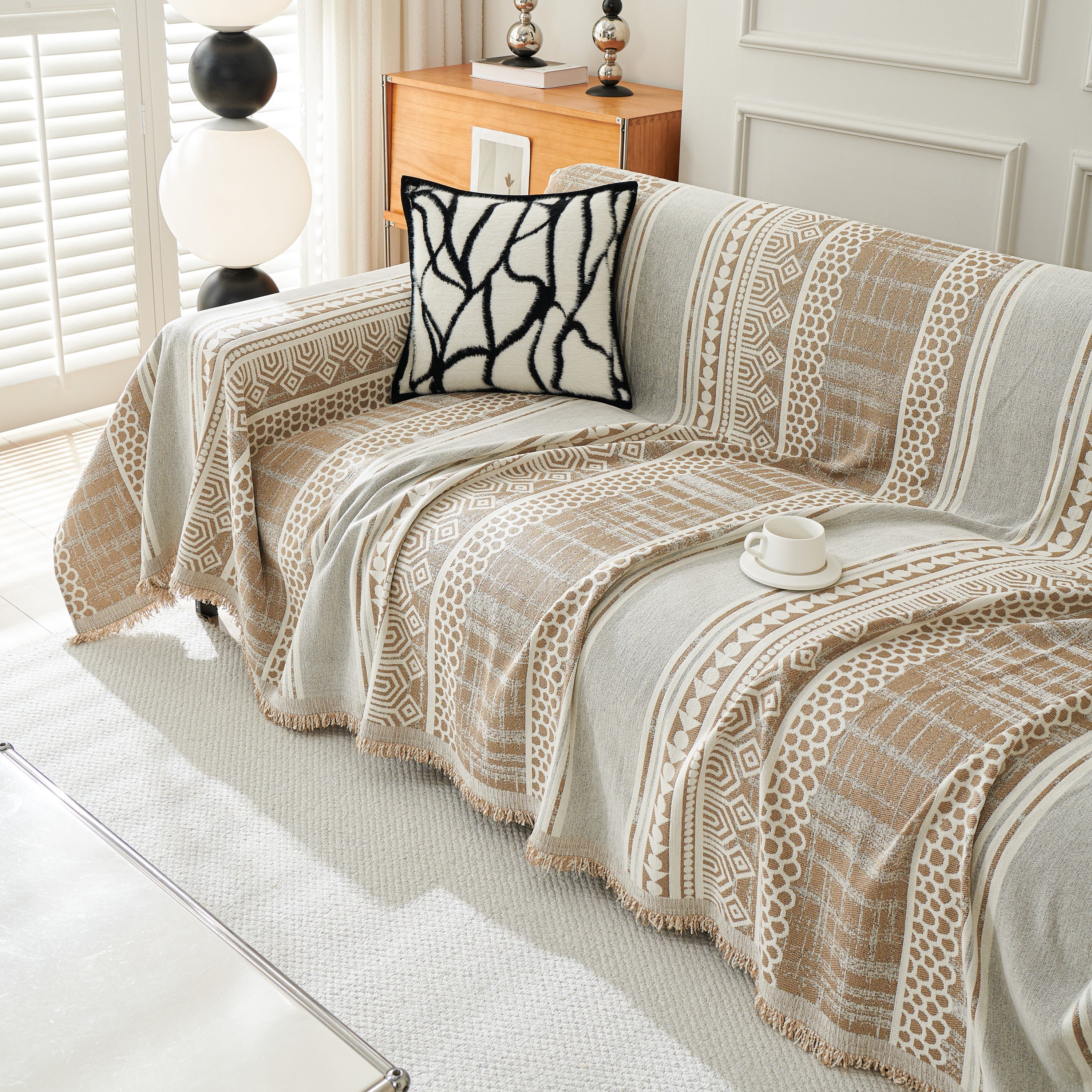 Chenille Sofa Cover Throw Blanket, Boho Geometric Scratch Proof Couch Protector - Image 123