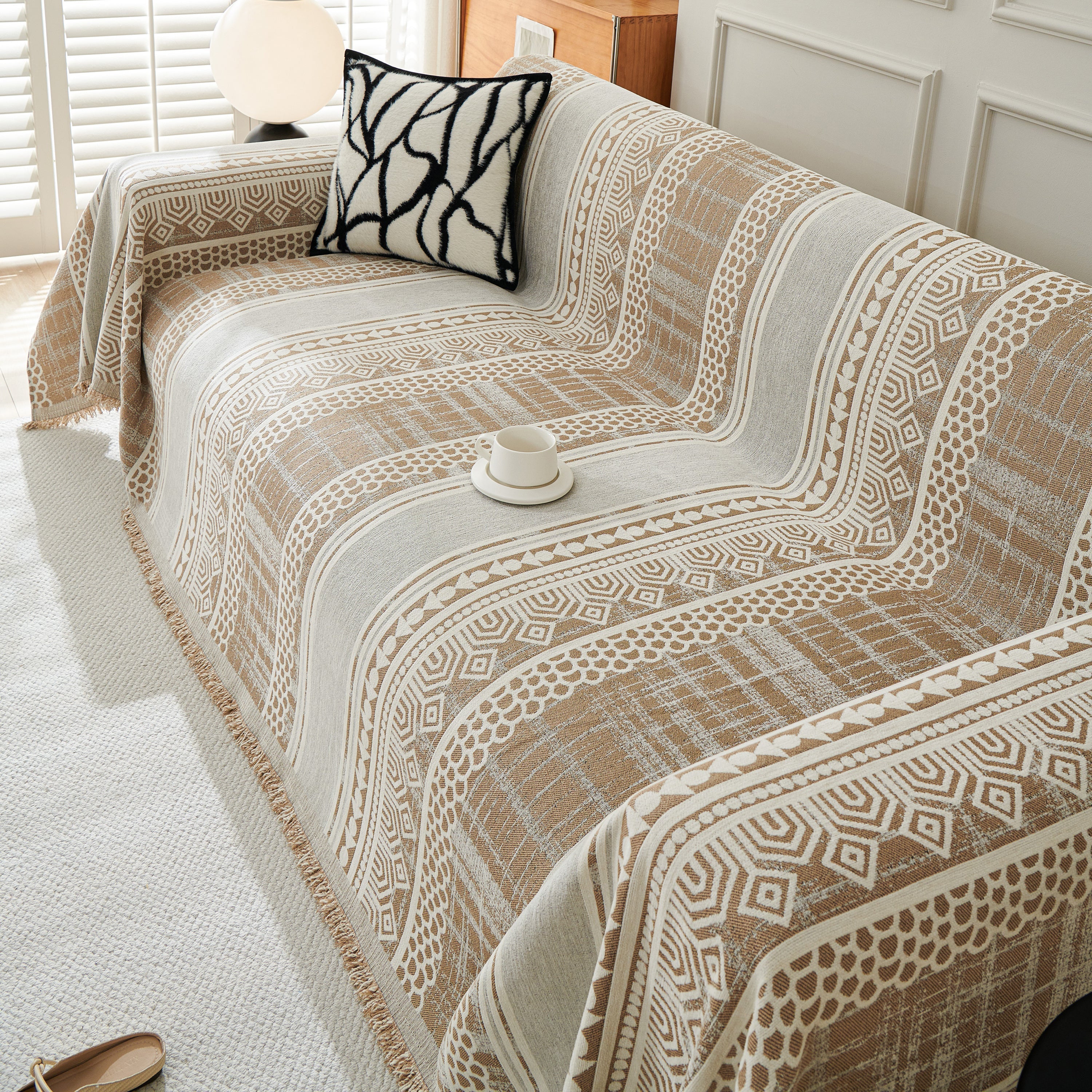 Chenille Sofa Cover Throw Blanket, Boho Geometric Scratch Proof Couch Protector - Image 124