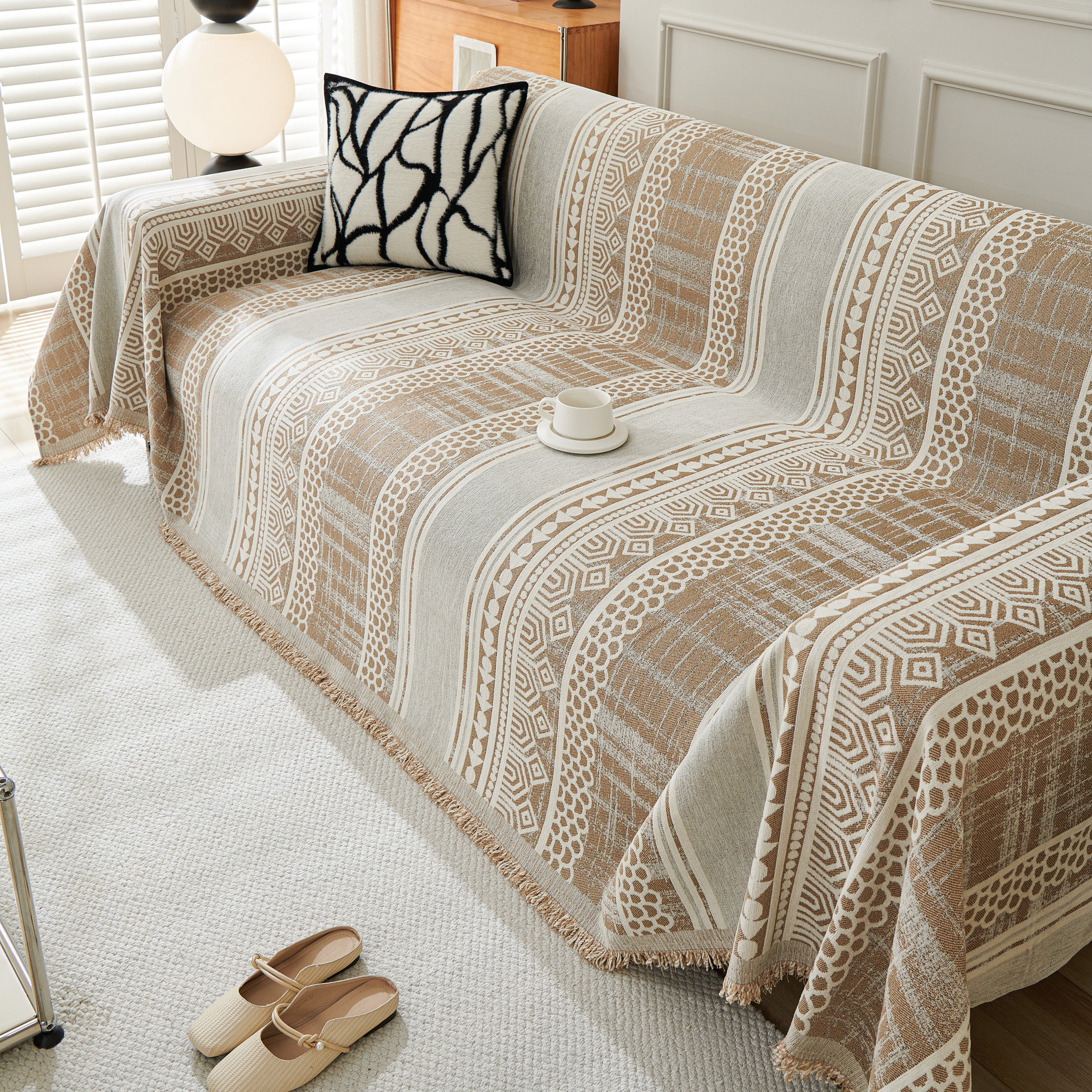 Chenille Sofa Cover Throw Blanket, Boho Geometric Scratch Proof Couch Protector - Image 126