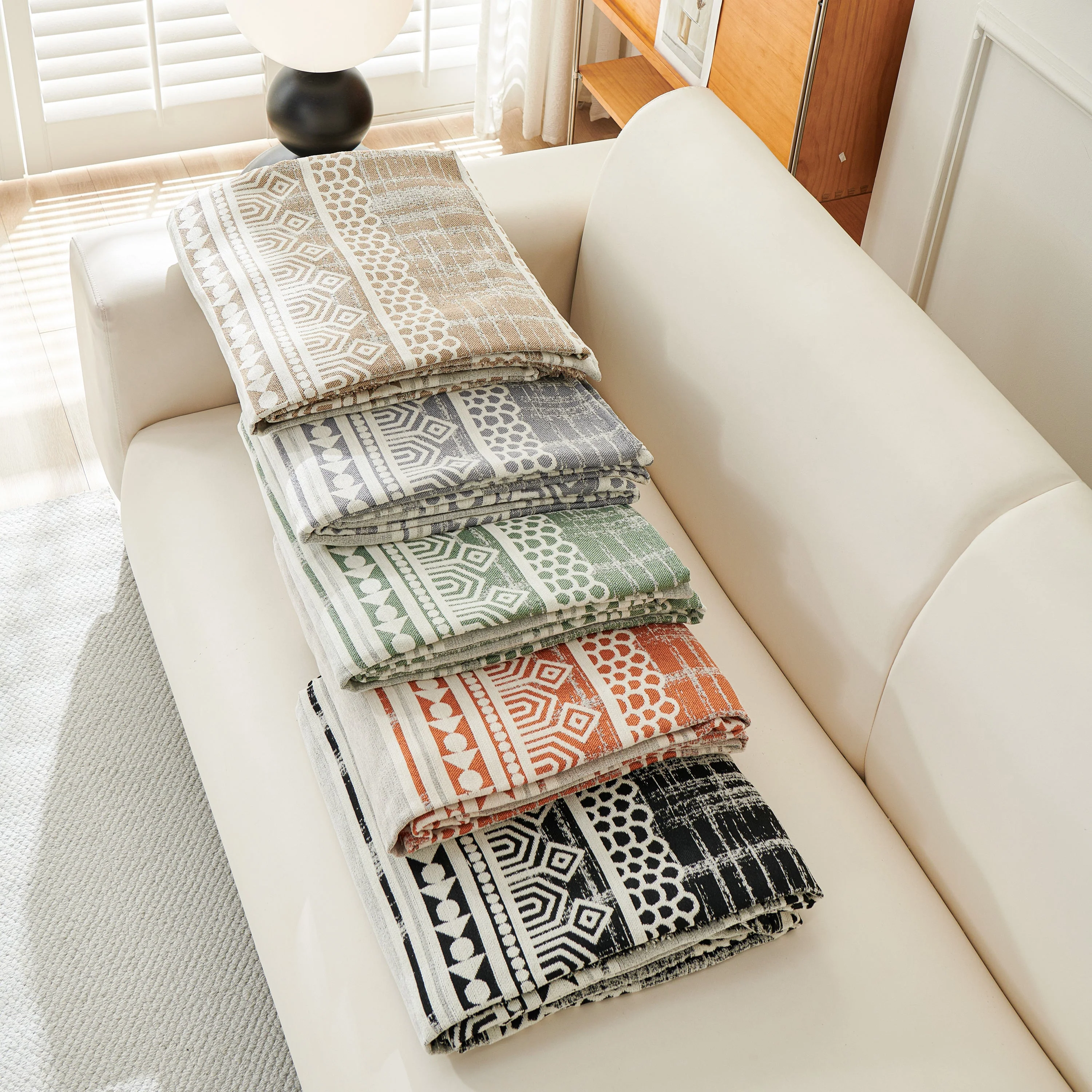 Chenille Sofa Cover Throw Blanket, Boho Geometric Scratch Proof Couch Protector - Image 127