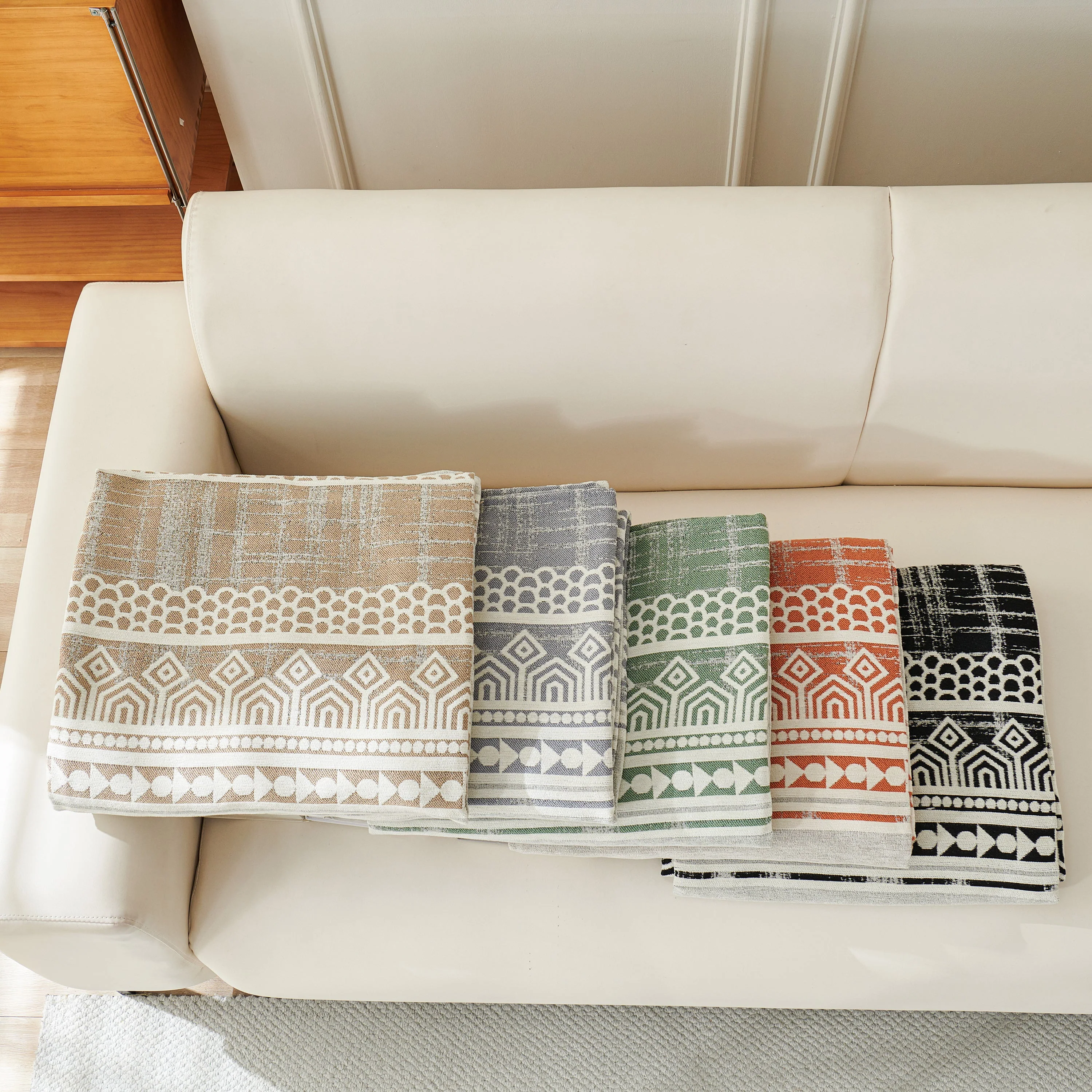 Chenille Sofa Cover Throw Blanket, Boho Geometric Scratch Proof Couch Protector - Image 128