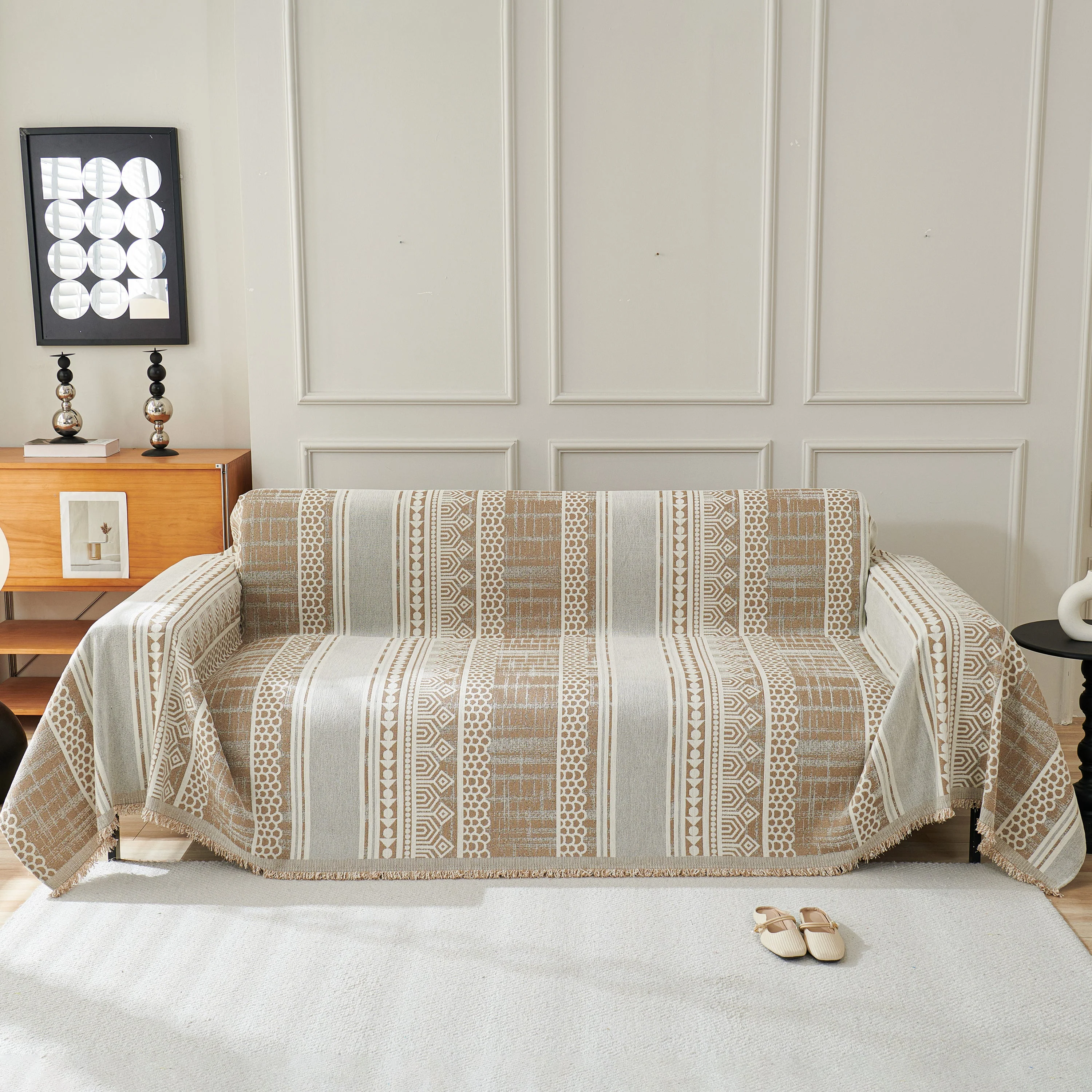 Chenille Sofa Cover Throw Blanket, Boho Geometric Scratch Proof Couch Protector - Image 129