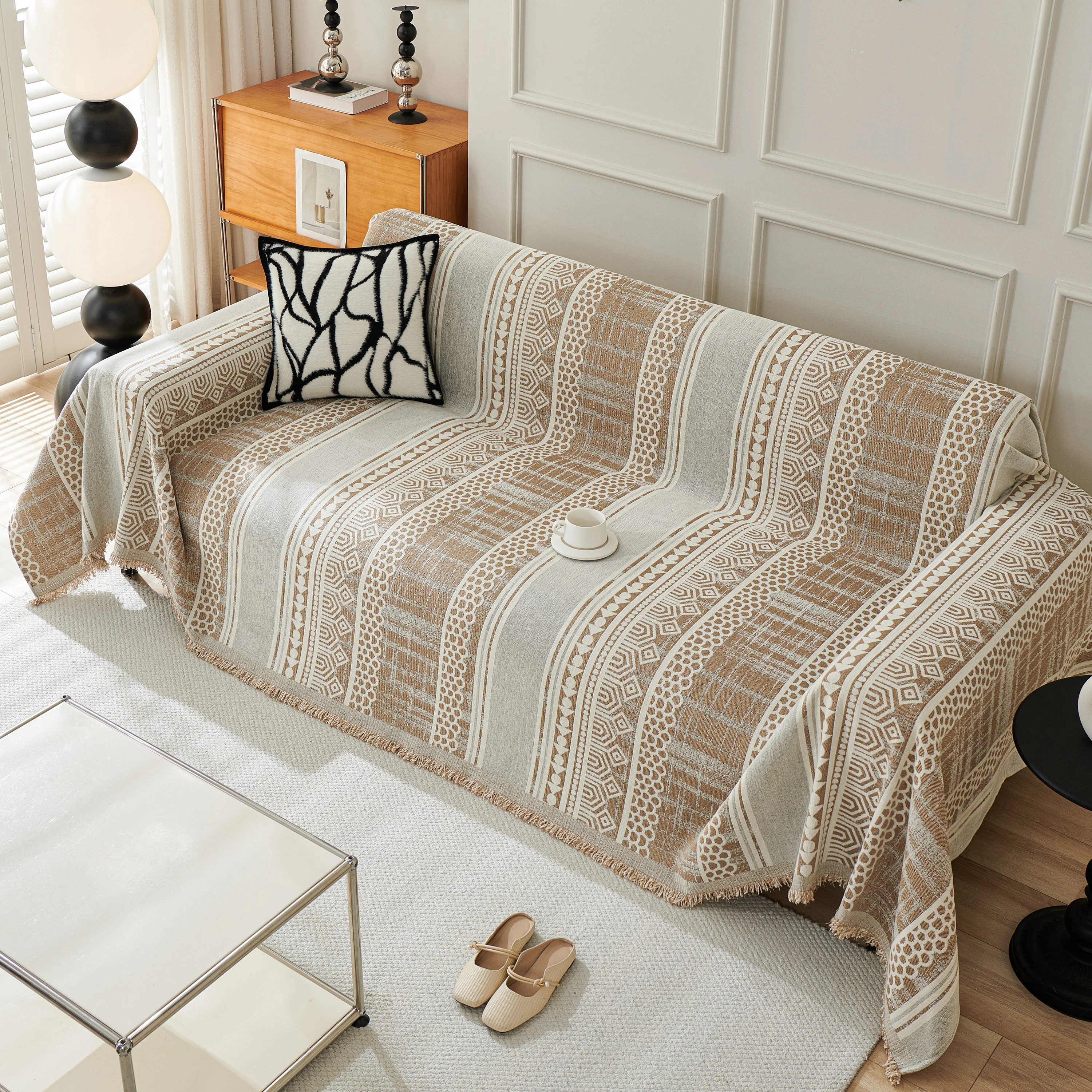 Chenille Sofa Cover Throw Blanket, Boho Geometric Scratch Proof Couch Protector - Image 131