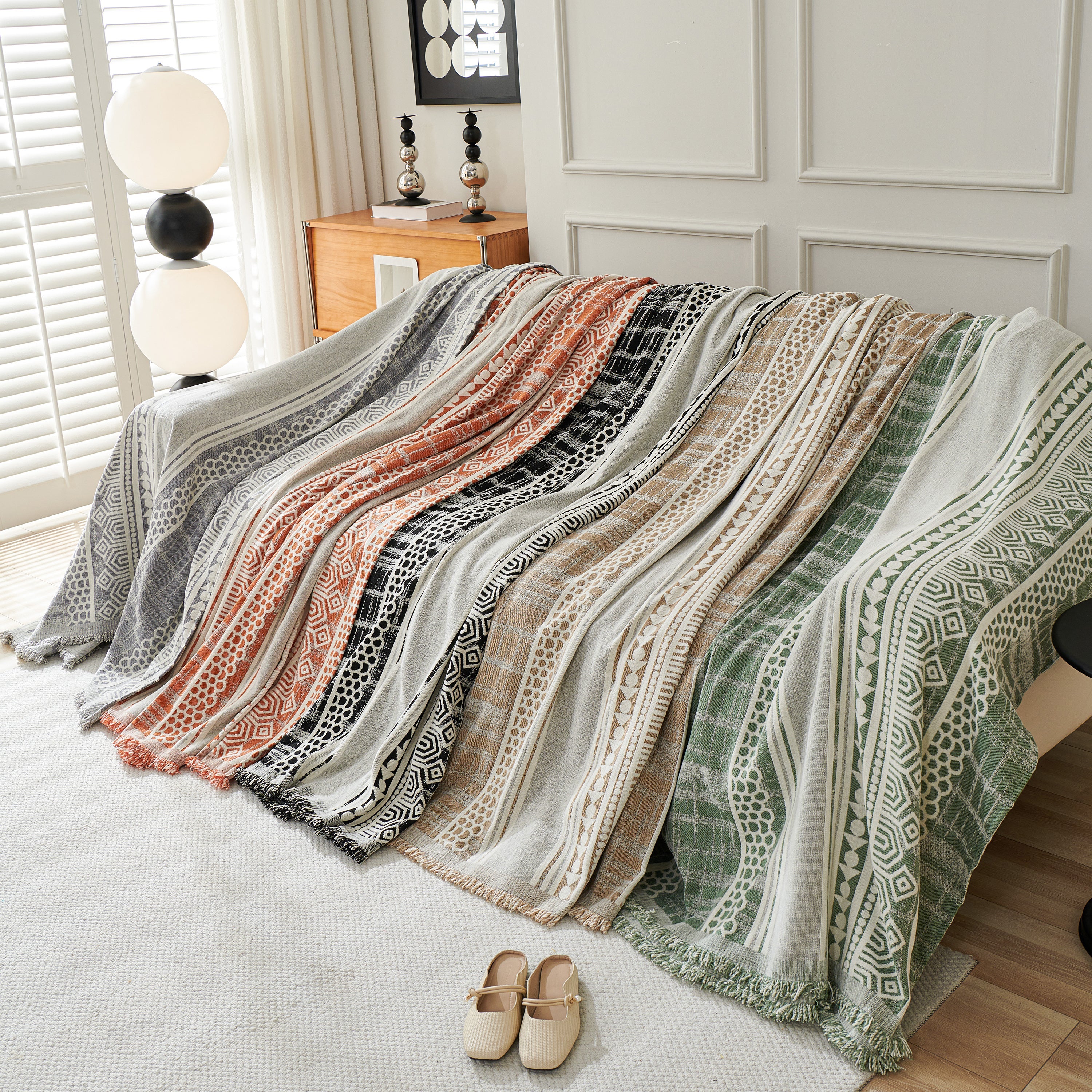 Chenille Sofa Cover Throw Blanket, Boho Geometric Scratch Proof Couch Protector - Image 133