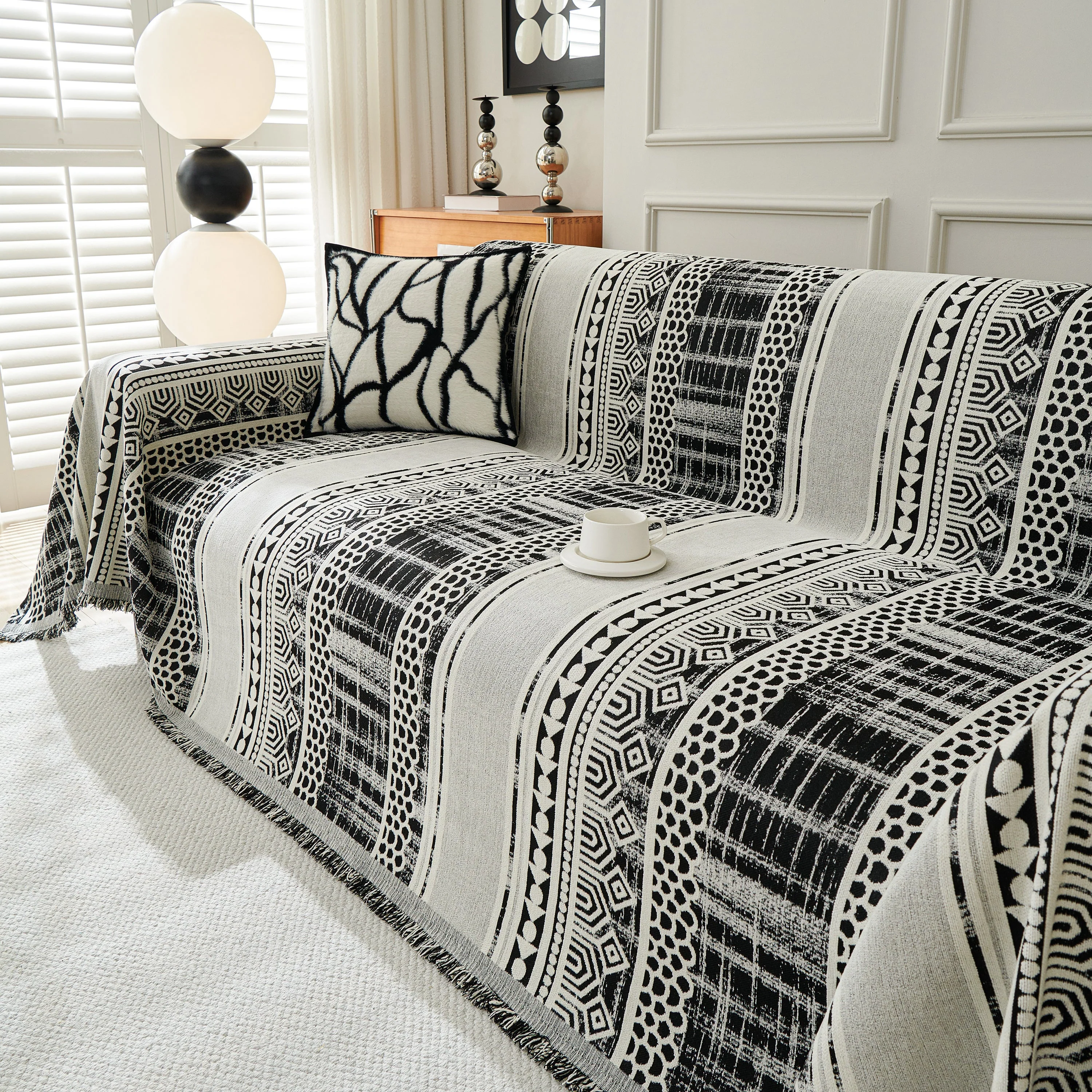 Chenille Sofa Cover Throw Blanket, Boho Geometric Scratch Proof Couch Protector - Image 17