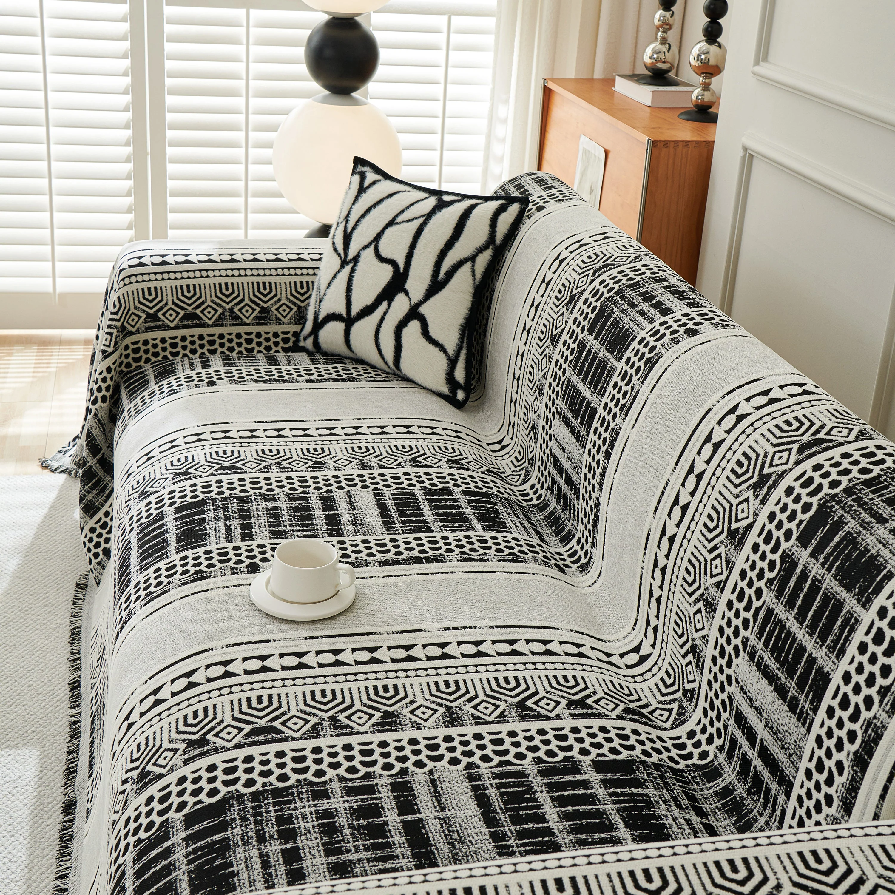Chenille Sofa Cover Throw Blanket, Boho Geometric Scratch Proof Couch Protector - Image 19