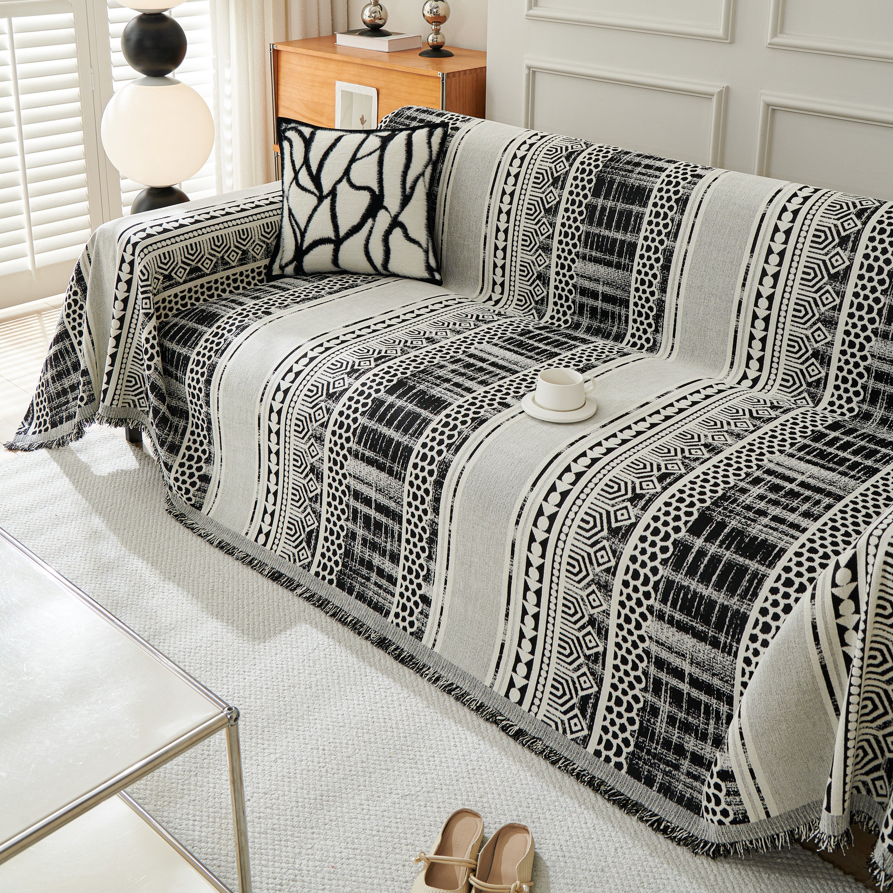 Chenille Sofa Cover Throw Blanket, Boho Geometric Scratch Proof Couch Protector - Image 20