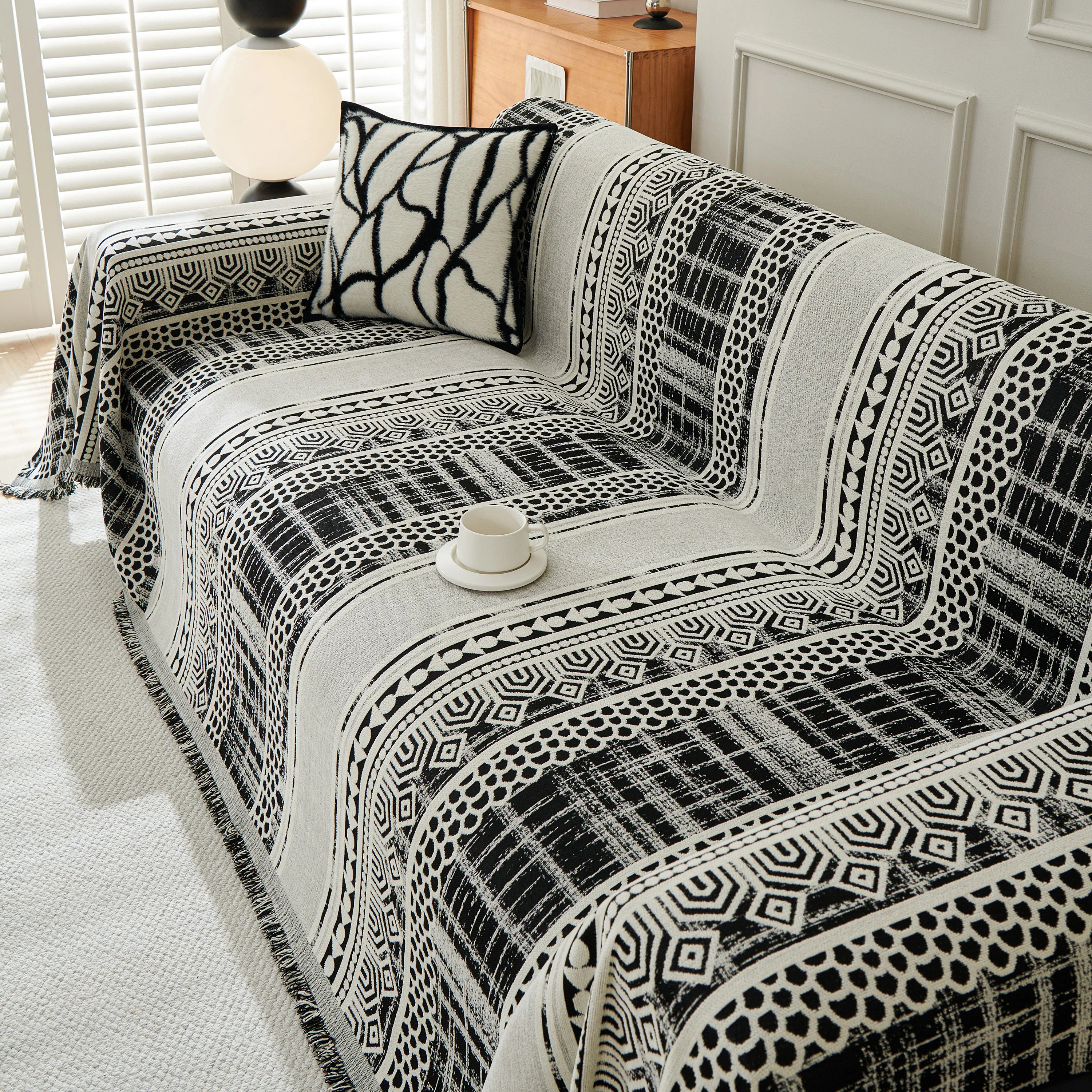 Chenille Sofa Cover Throw Blanket, Boho Geometric Scratch Proof Couch Protector - Image 22