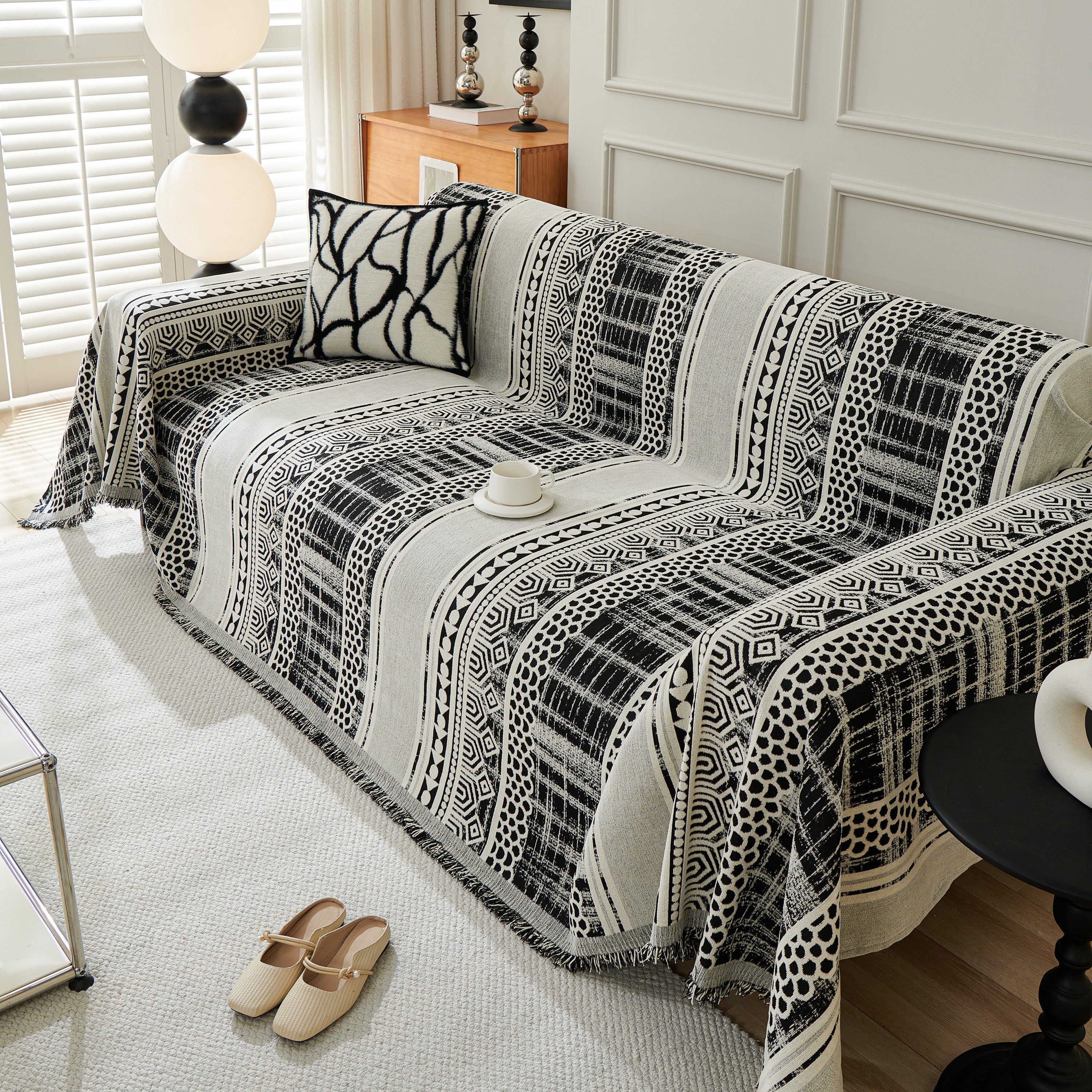 Chenille Sofa Cover Throw Blanket, Boho Geometric Scratch Proof Couch Protector - Image 26