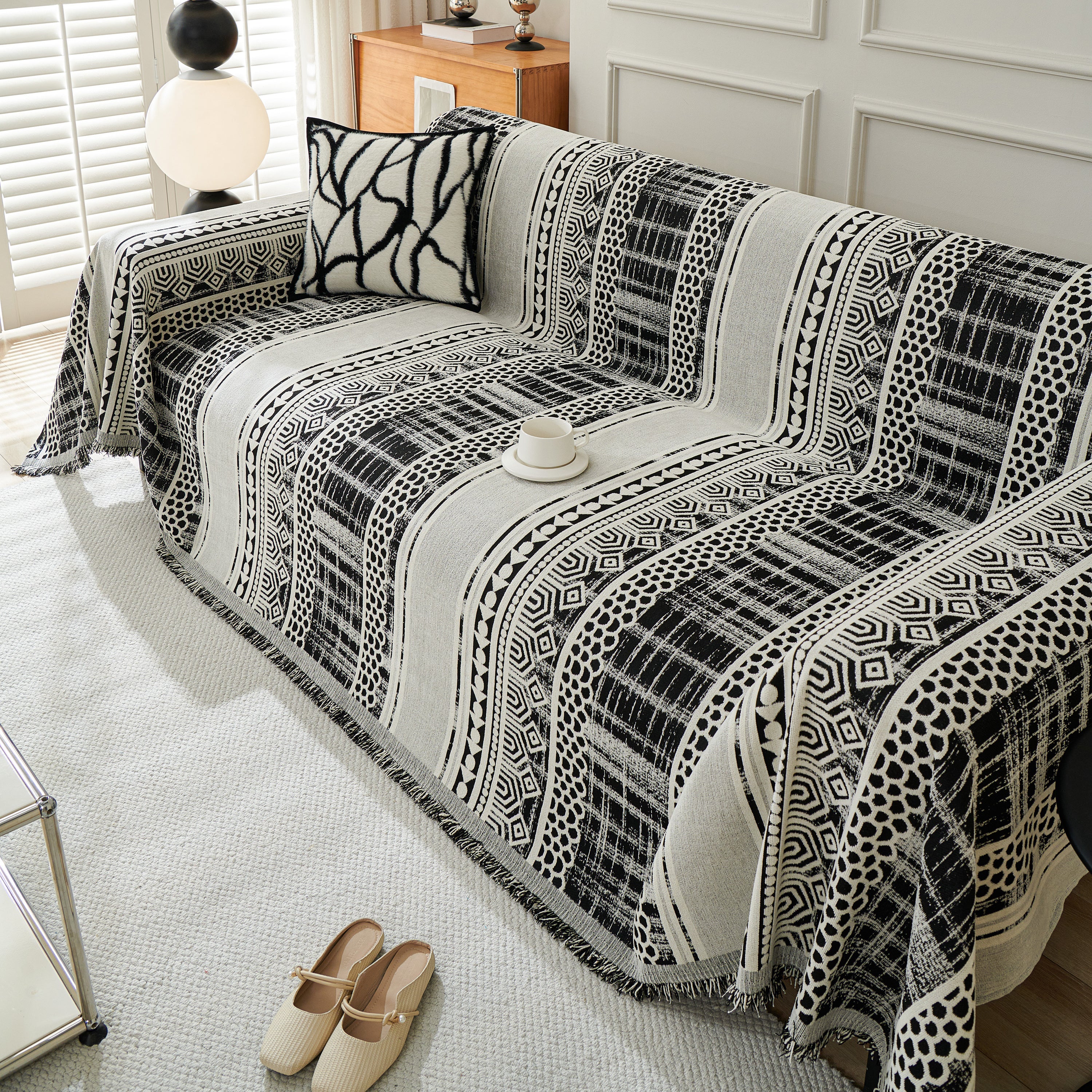 Chenille Sofa Cover Throw Blanket, Boho Geometric Scratch Proof Couch Protector - Image 27
