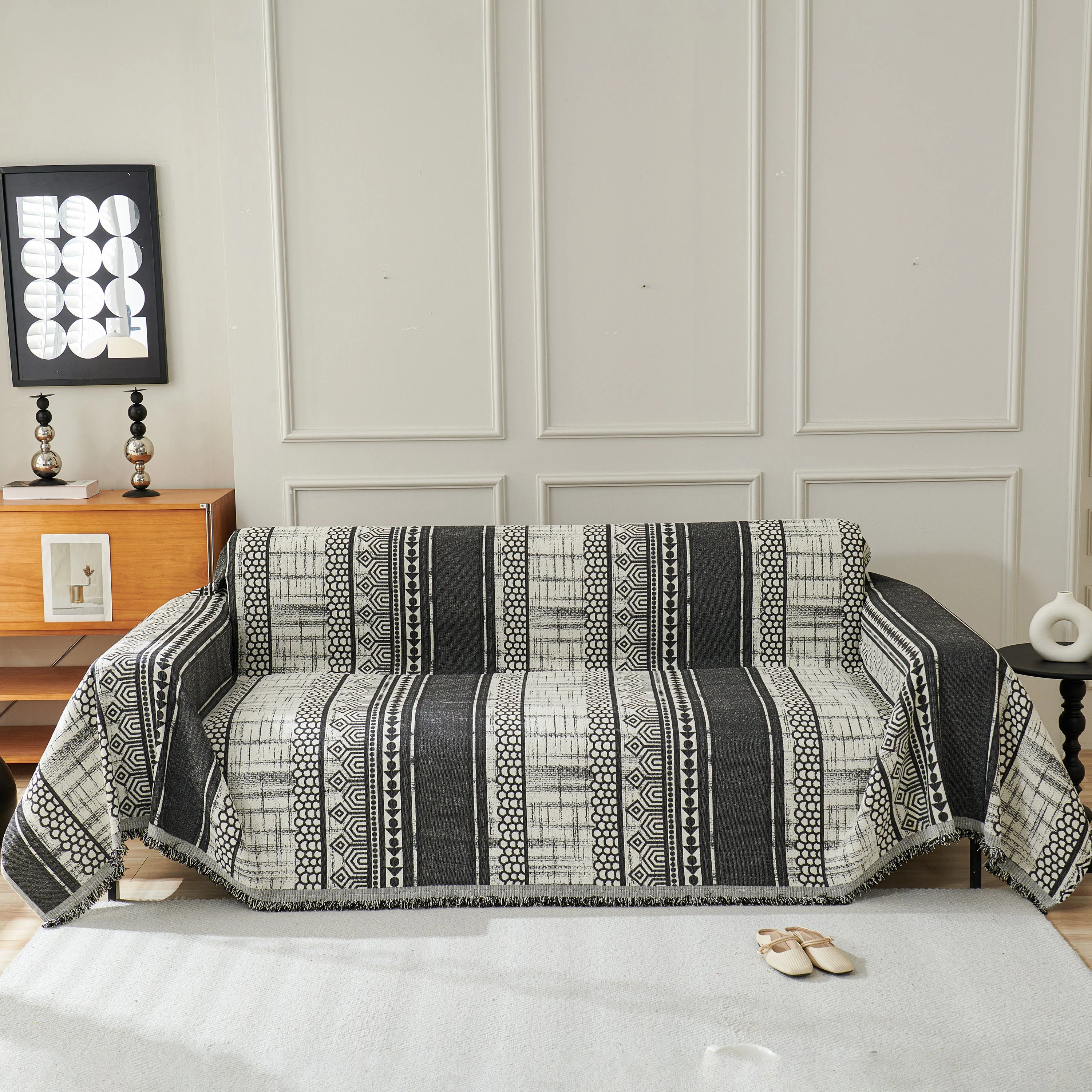 Chenille Sofa Cover Throw Blanket, Boho Geometric Scratch Proof Couch Protector - Image 28