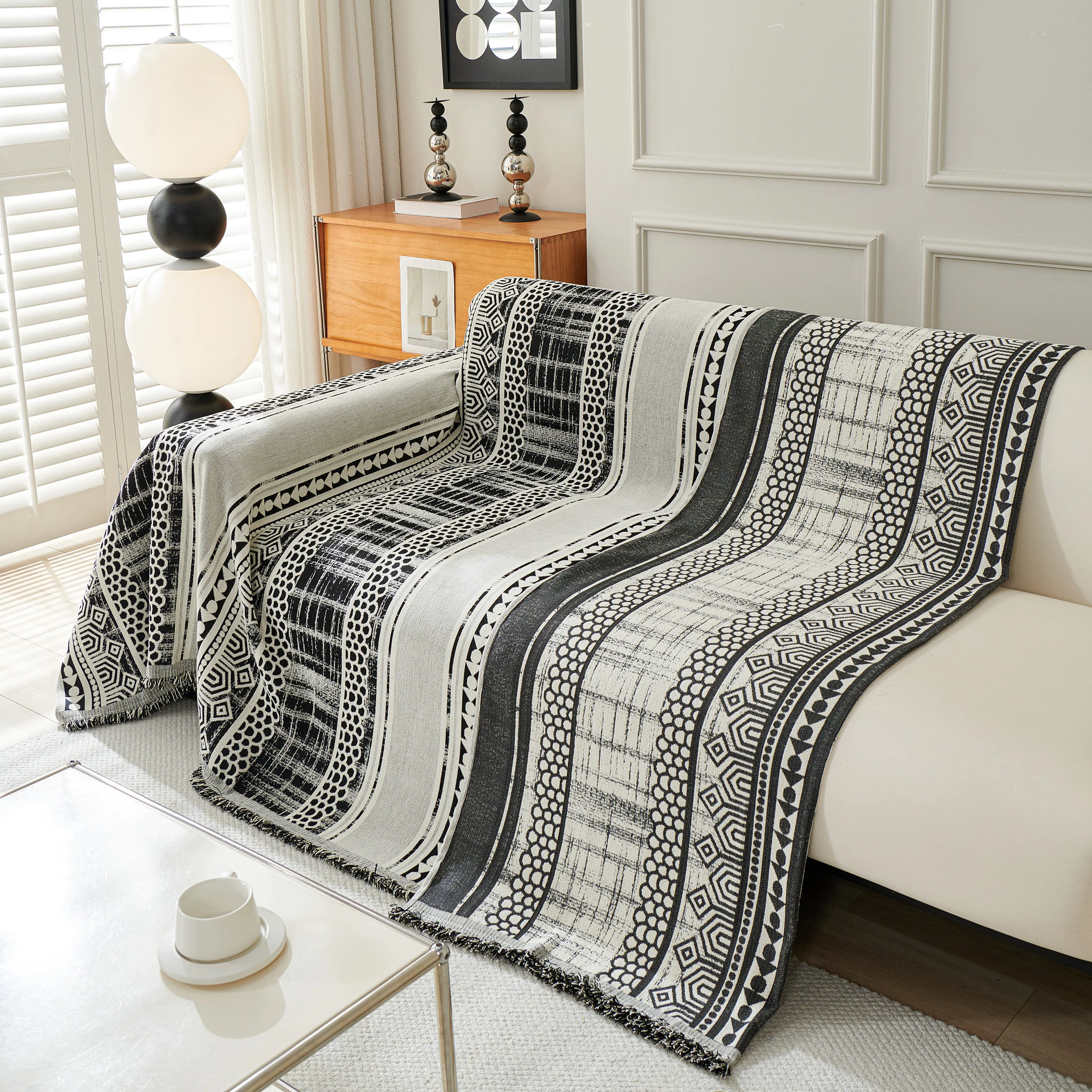 Chenille Sofa Cover Throw Blanket, Boho Geometric Scratch Proof Couch Protector - Image 29