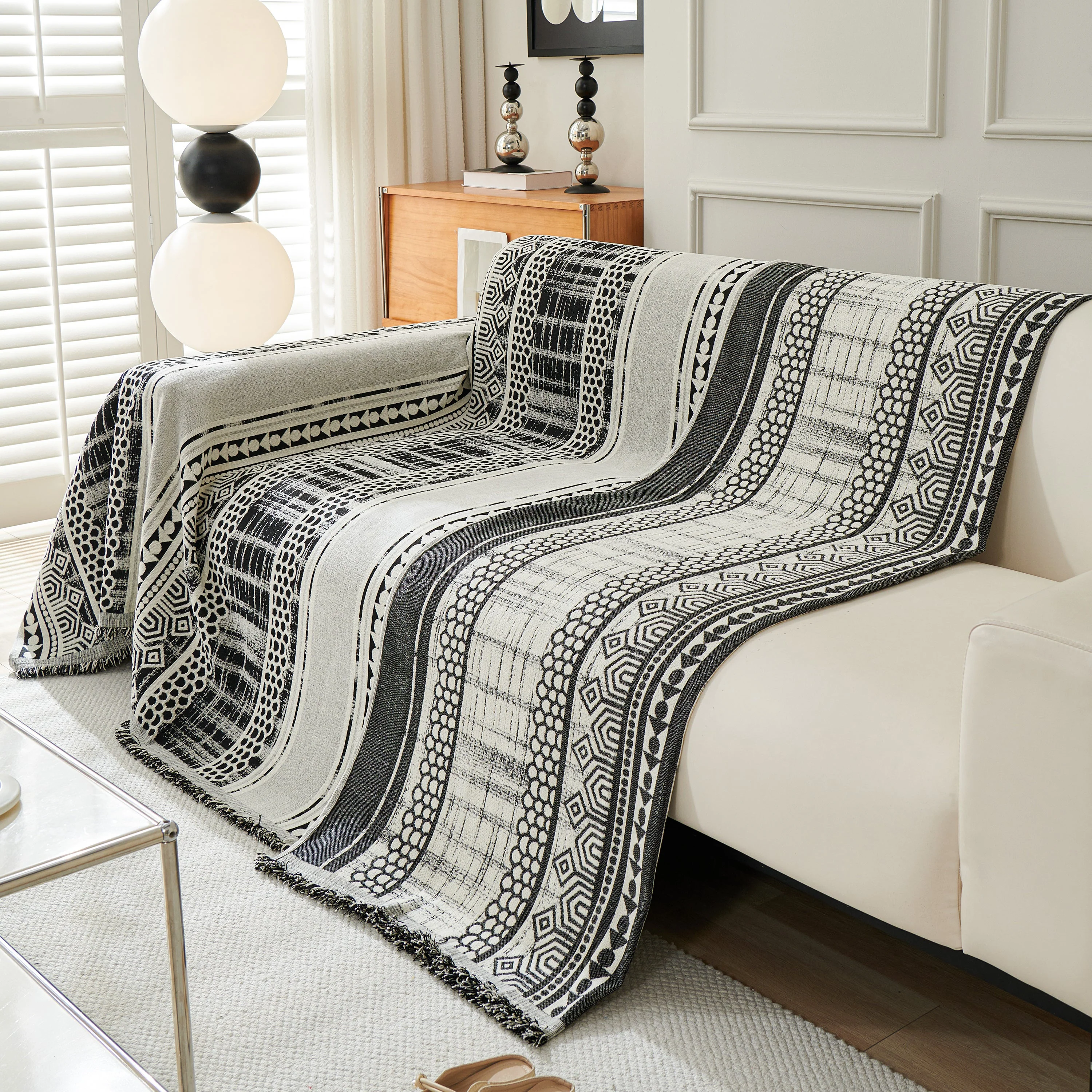 Chenille Sofa Cover Throw Blanket, Boho Geometric Scratch Proof Couch Protector - Image 31